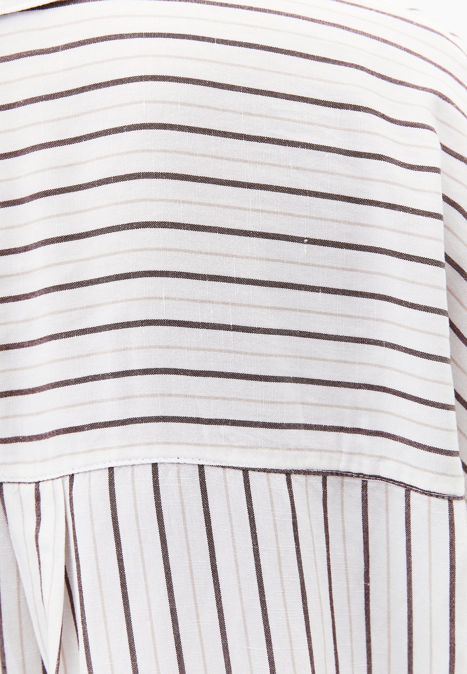 Striped Oversize 3/4 Sleeve Shirt - CHOCOLATE STRIPE