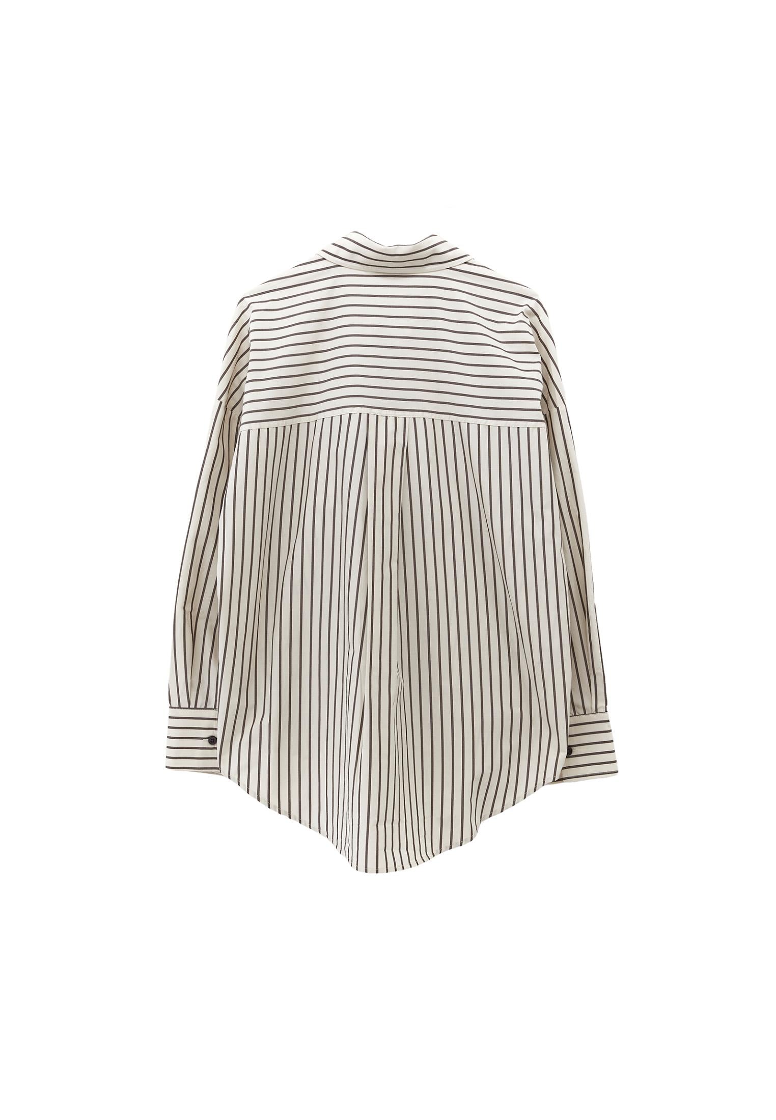Oversize Striped Poplin Shirt - CHOCOLATE STRIPE