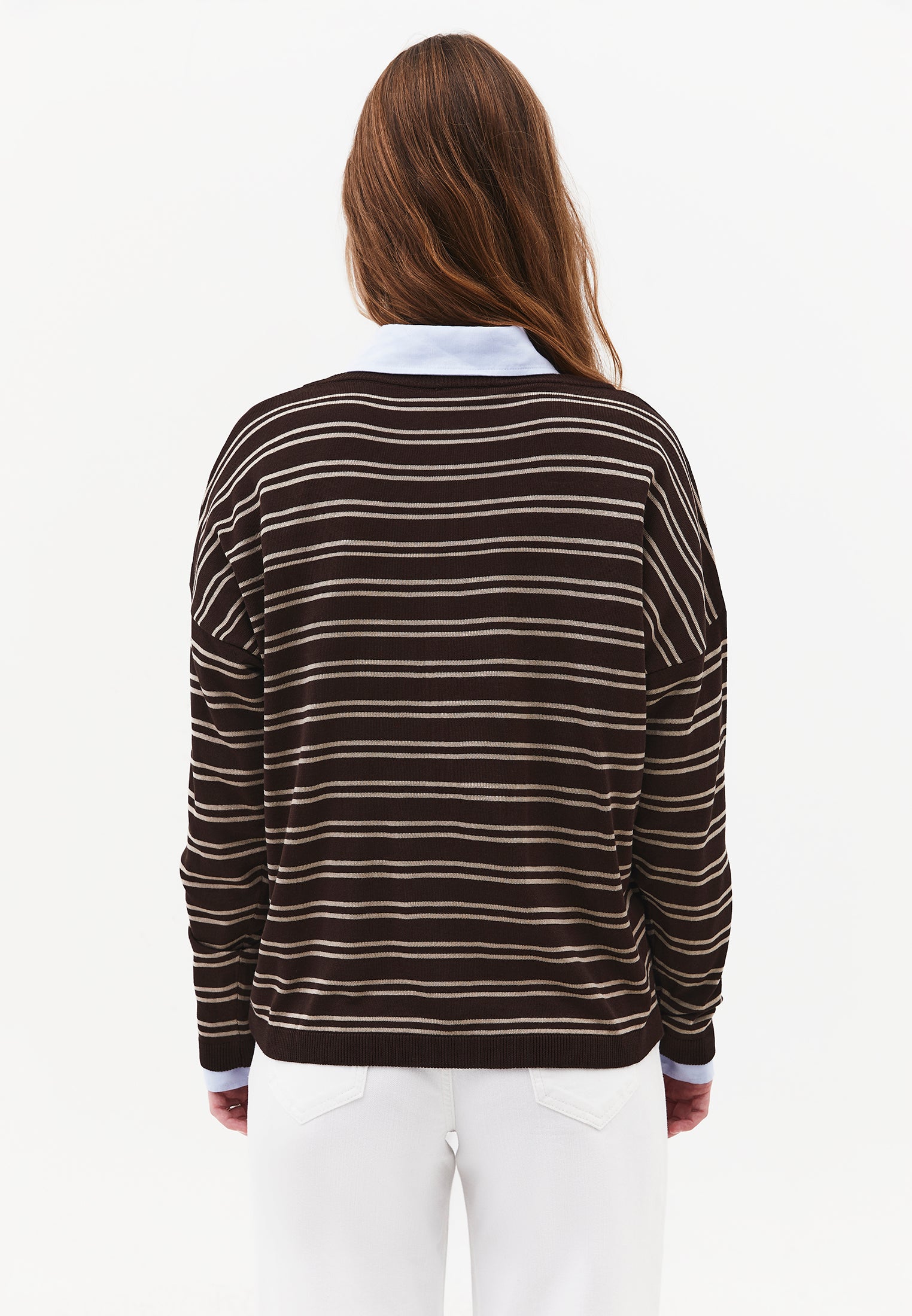 Boat Neck Knit Sweater - CHOCOLATE TORTE STRIPE