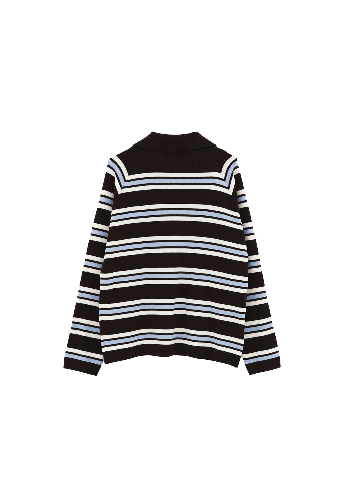 Polo Neck Striped Sweater - CHOCOLATE TORTE STRIPE