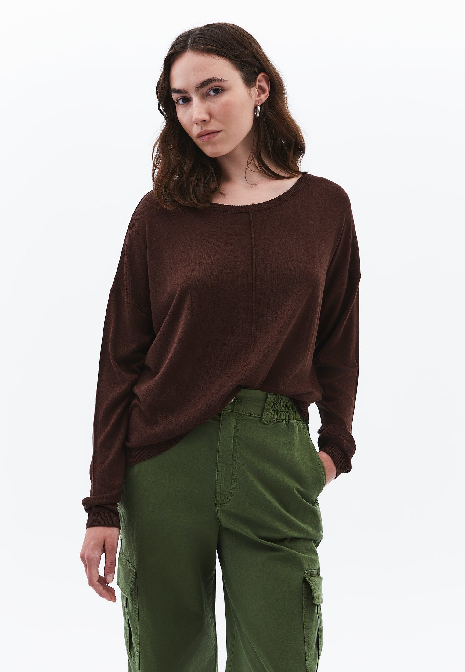 Winter Boat Neck Sweater - CHOCOLATE TORTE