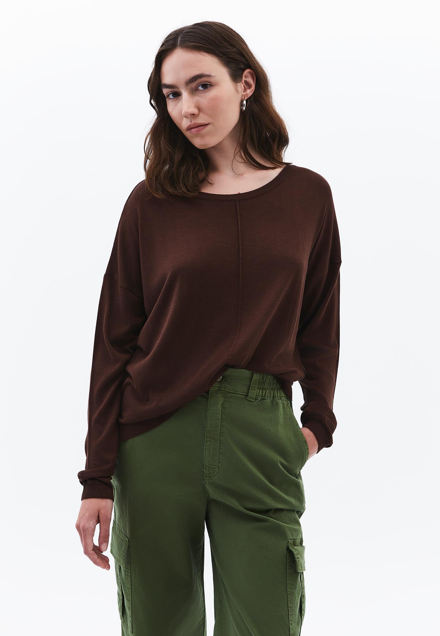 Winter Boat Neck Sweater - CHOCOLATE TORTE