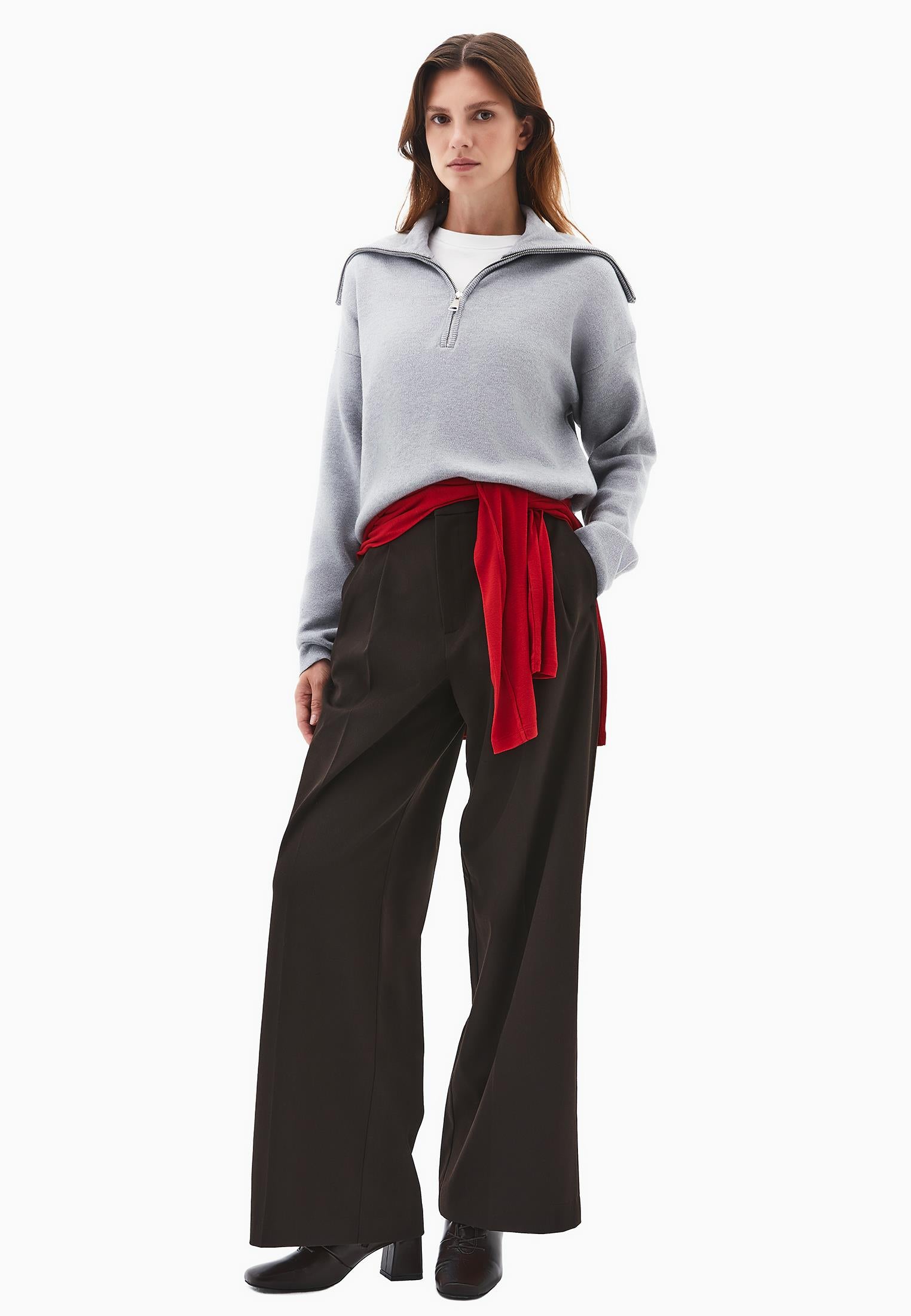 Pleated Standard Wide Leg Pants - CHOCOLATE TORTE
