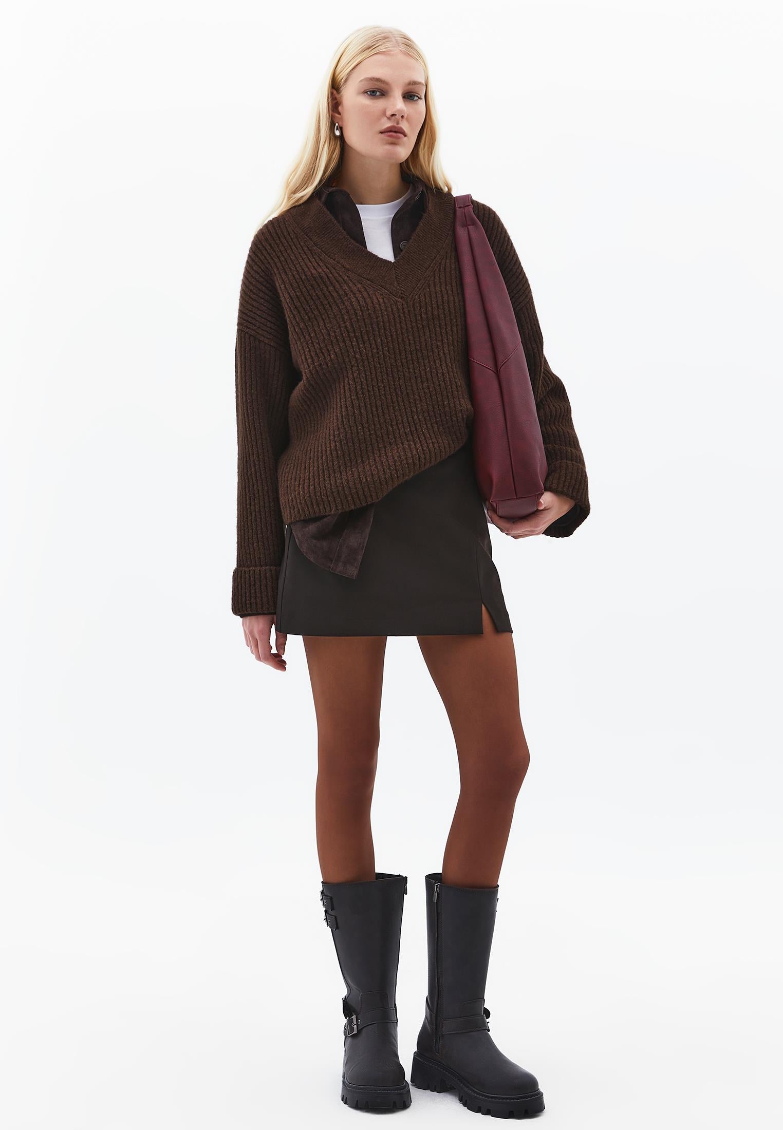 Ultra High Waist Skinny Fit Zippered Short Shorts - CHOCOLATE TORTE