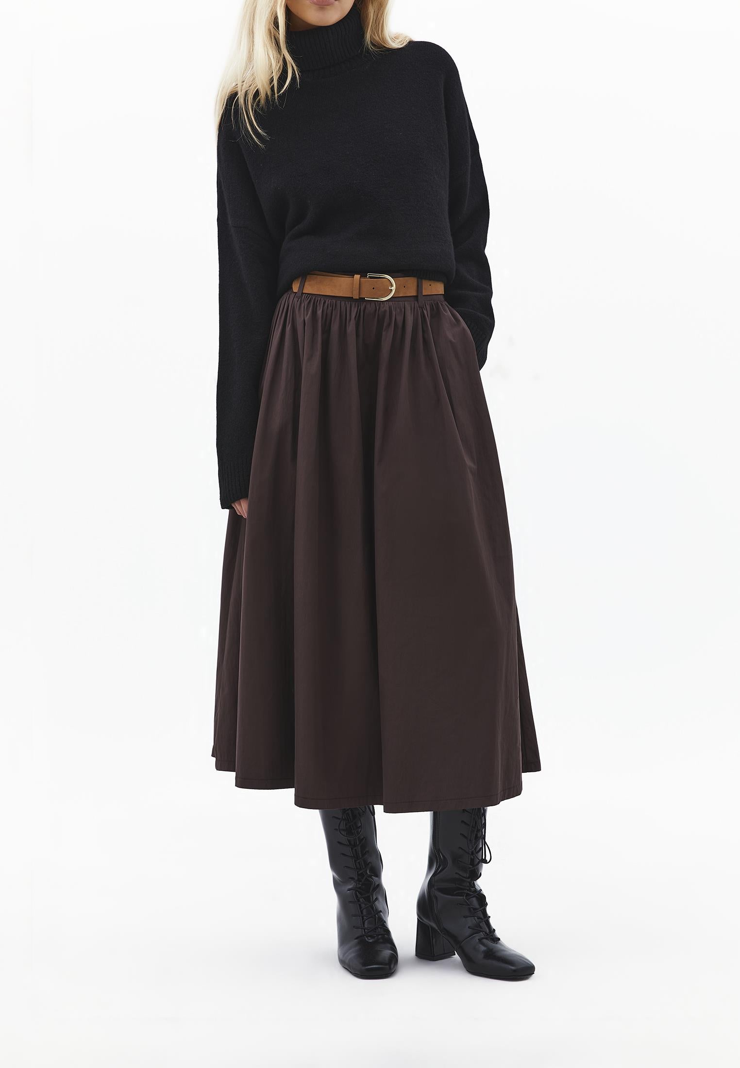 A-Line Long Skirt - CHOCOLATE TORTE