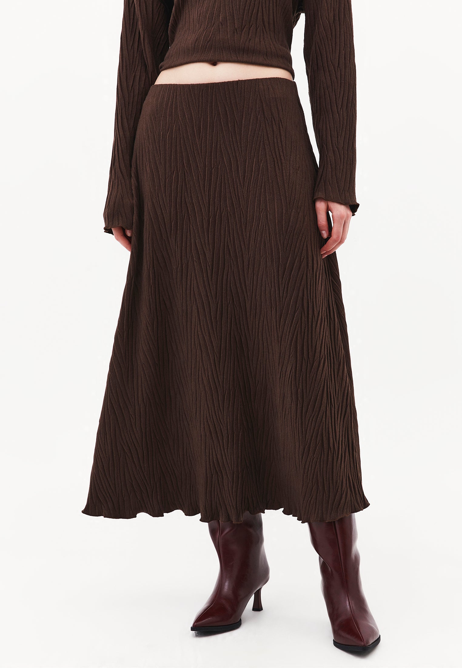 Long Skirt With Pleat Details - CHOCOLATE TORTE