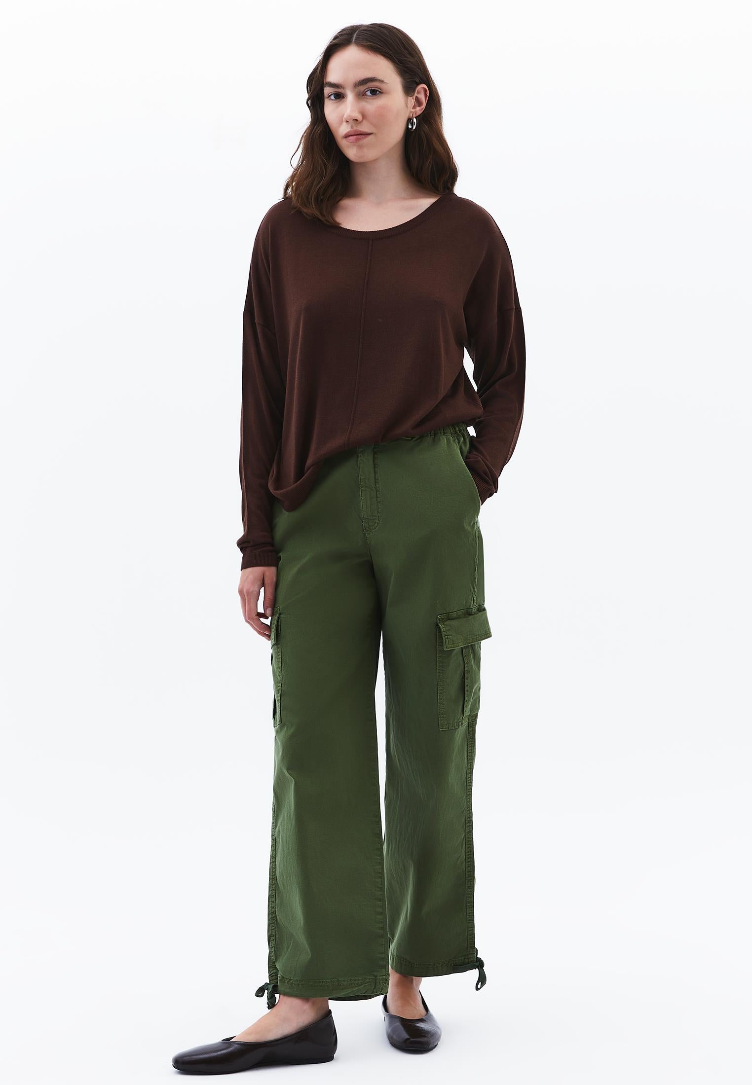 Viscose Boat Neck Sweater - CHOCOLATE TORTE