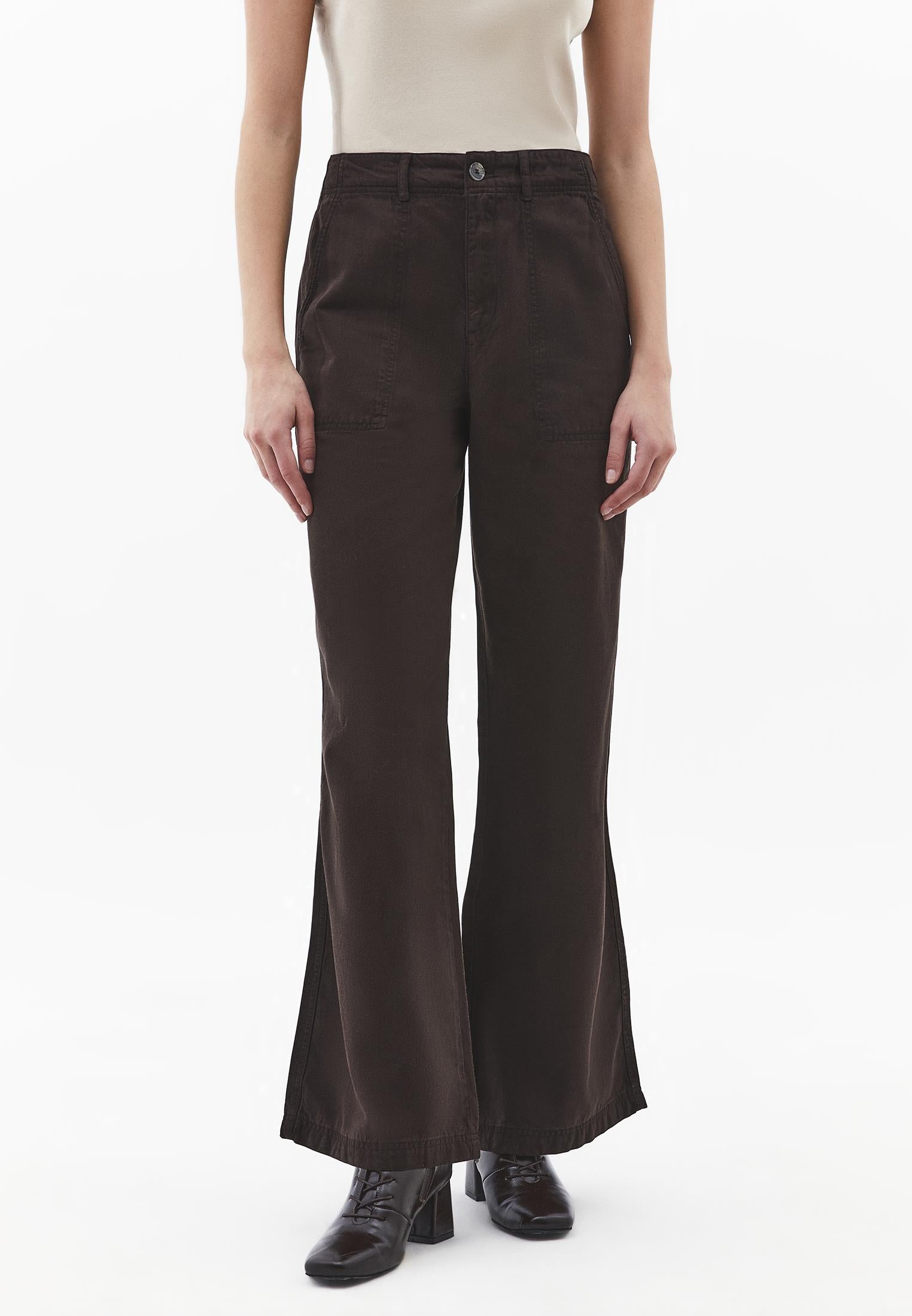 High Waist Wide Leg Woven Pants - CHOCOLATE TORTE