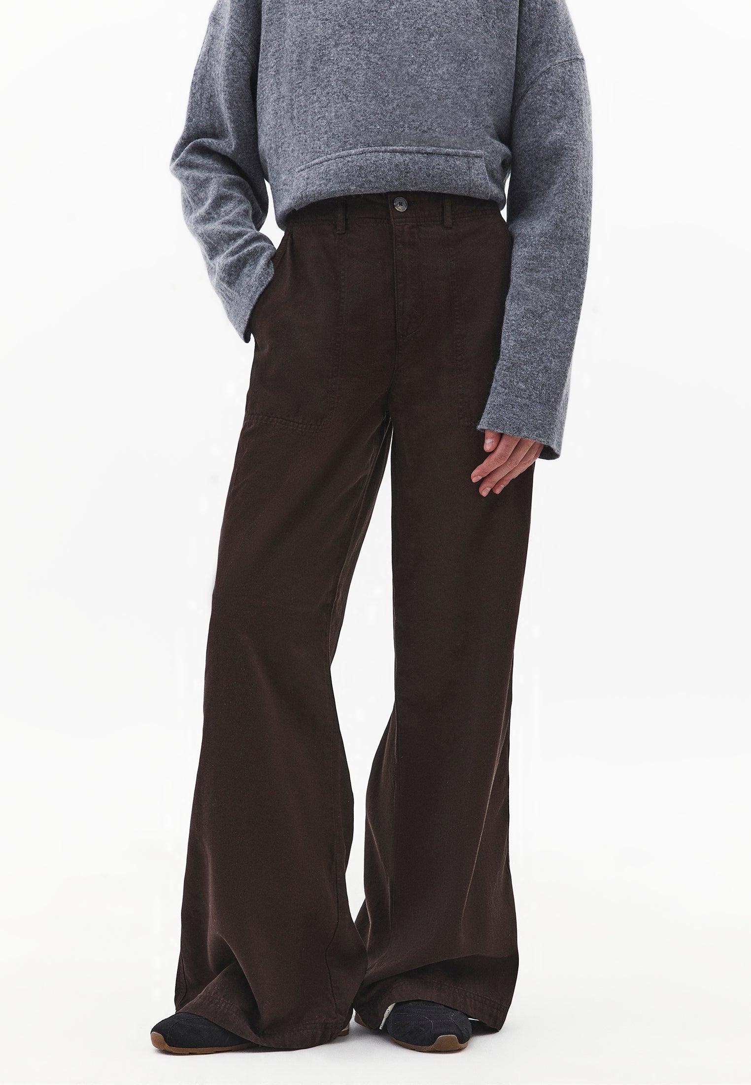 Wide Leg High Waist Pants - CHOCOLATE TORTE