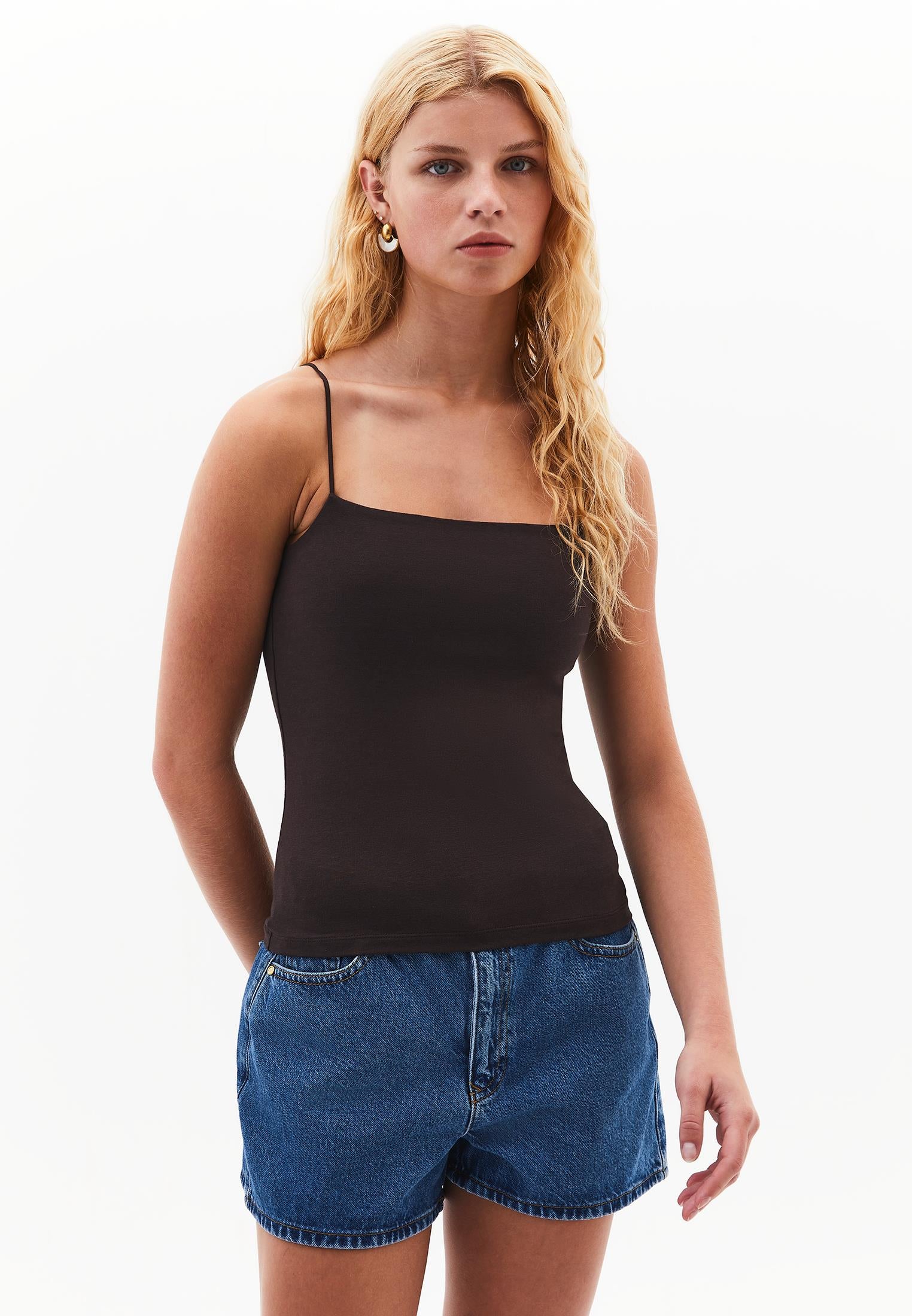 Wide Neck Bodycon Tank Top - CHOCOLATE TORTE