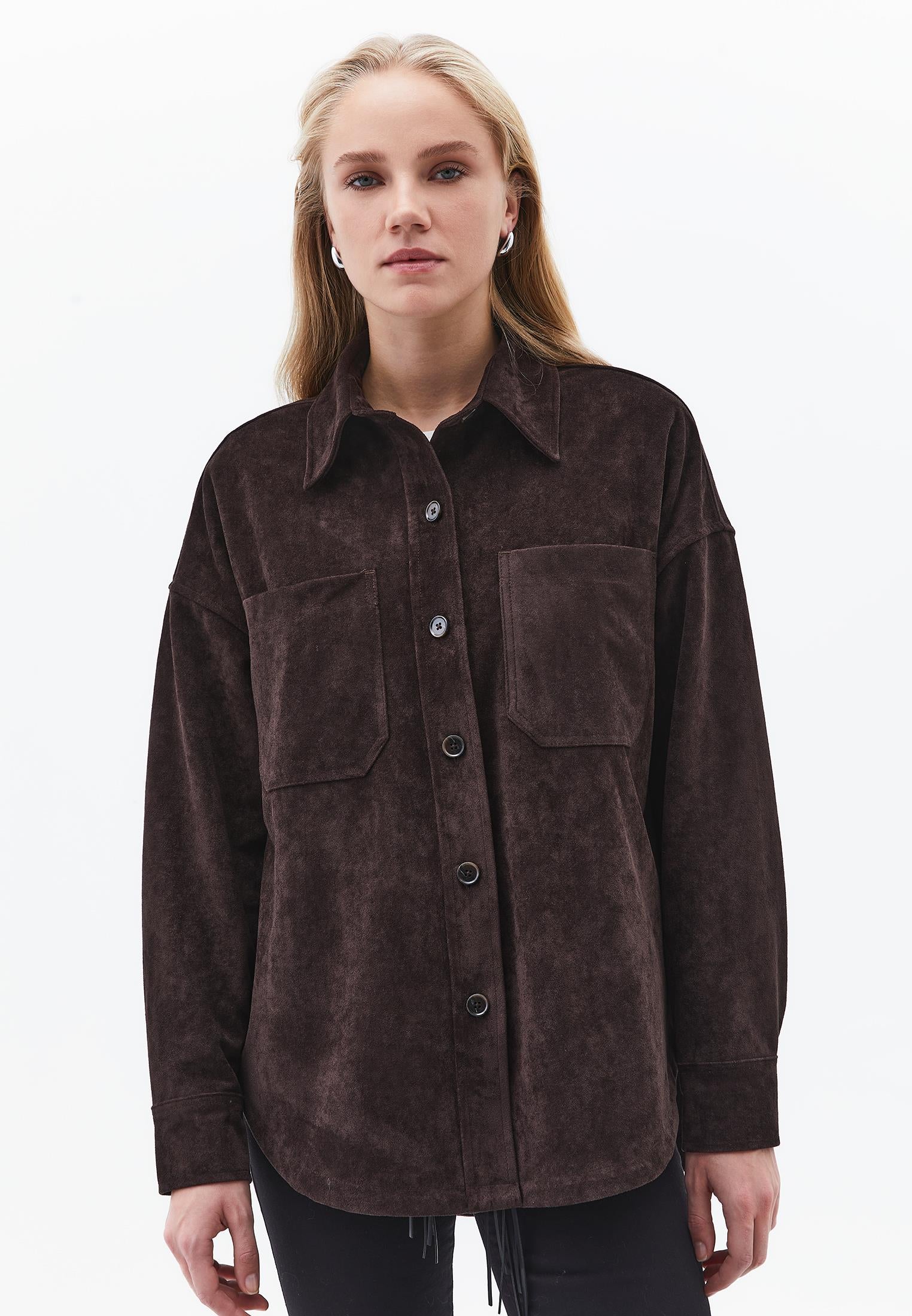 Oversize Shirt With Pocket Detail - CHOCOLATE TORTE