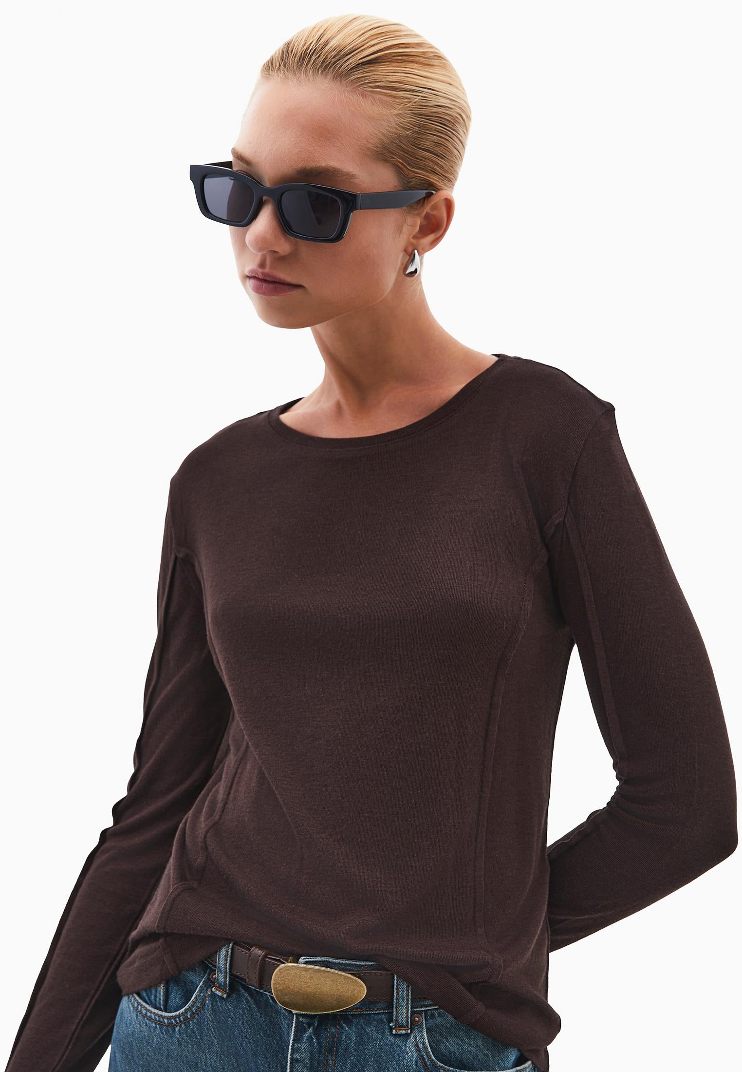Slim Fit Crew Neck T-Shirt - CHOCOLATE TORTE