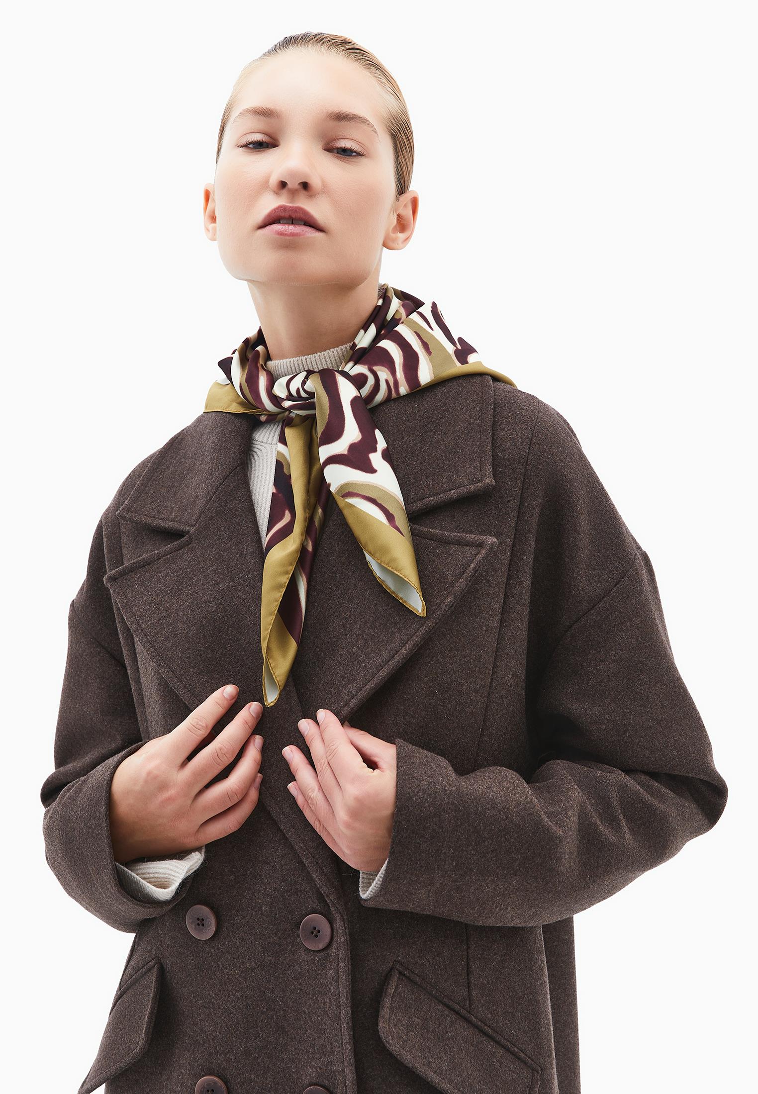 Long Coat With Shawl Collar And Pocket Details - CHOCOLATE TORTE