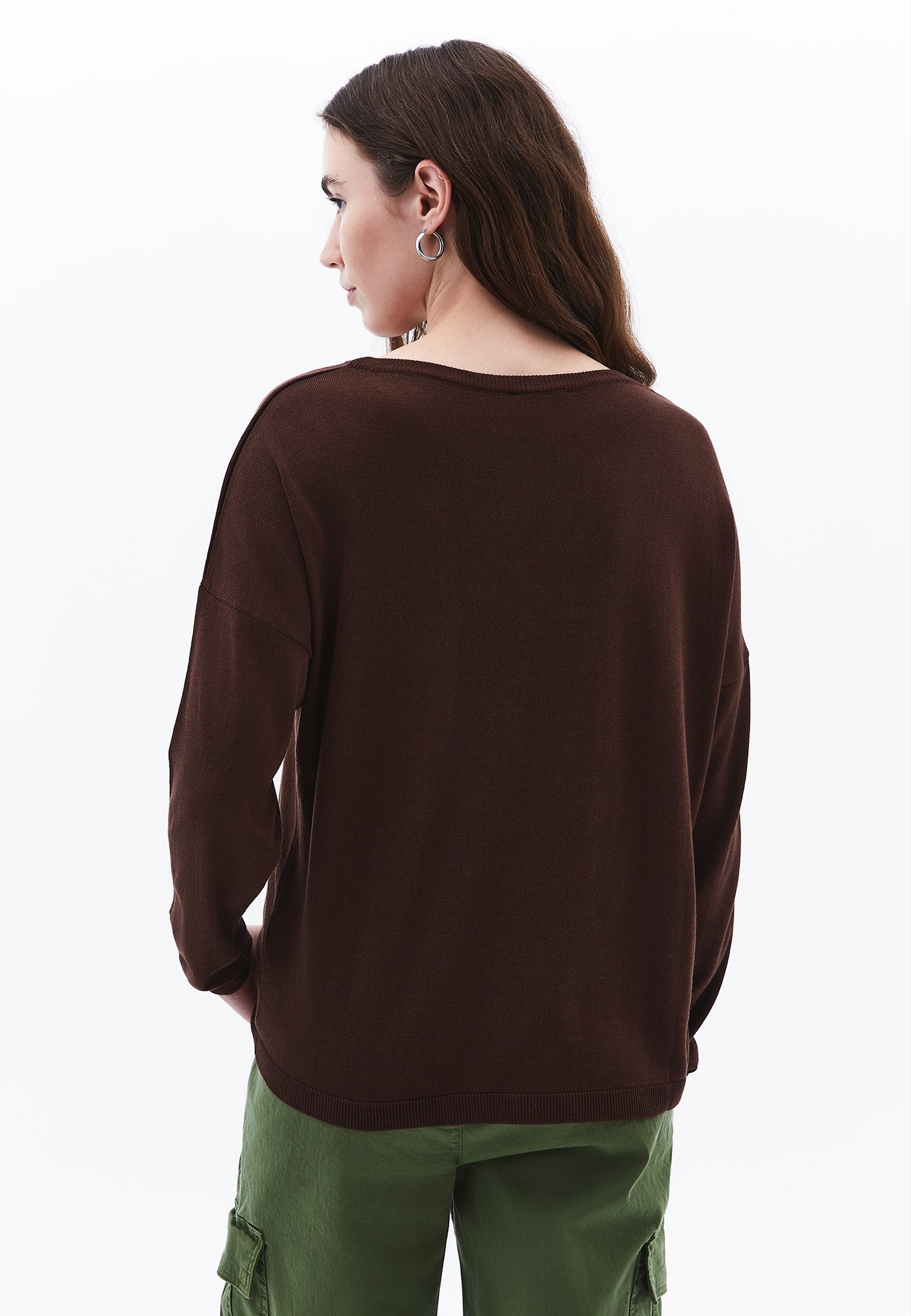 Winter Boat Neck Sweater - CHOCOLATE TORTE