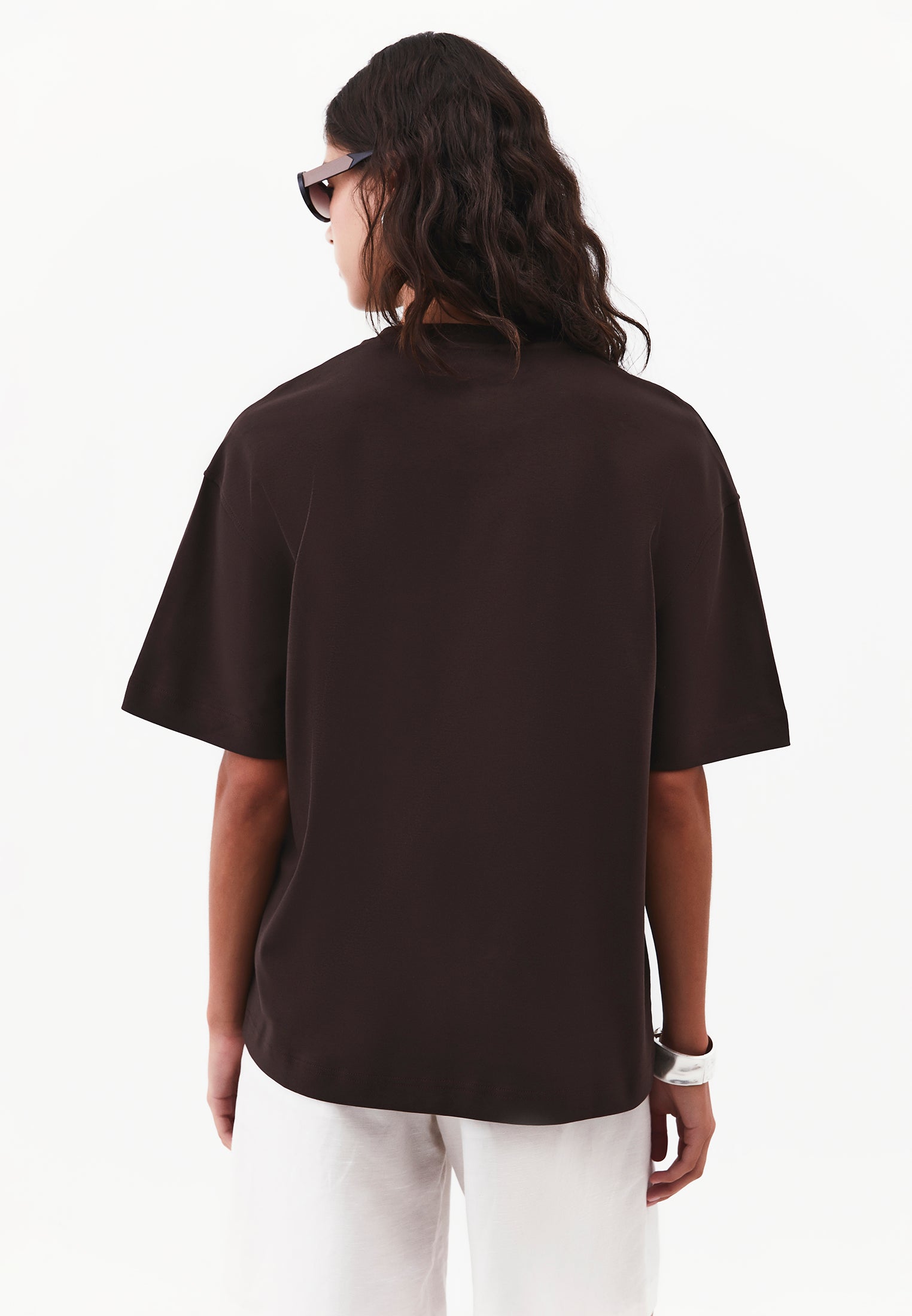 Oversize Crew Neck Short Sleeve T-Shirt - CHOCOLATE TORTE