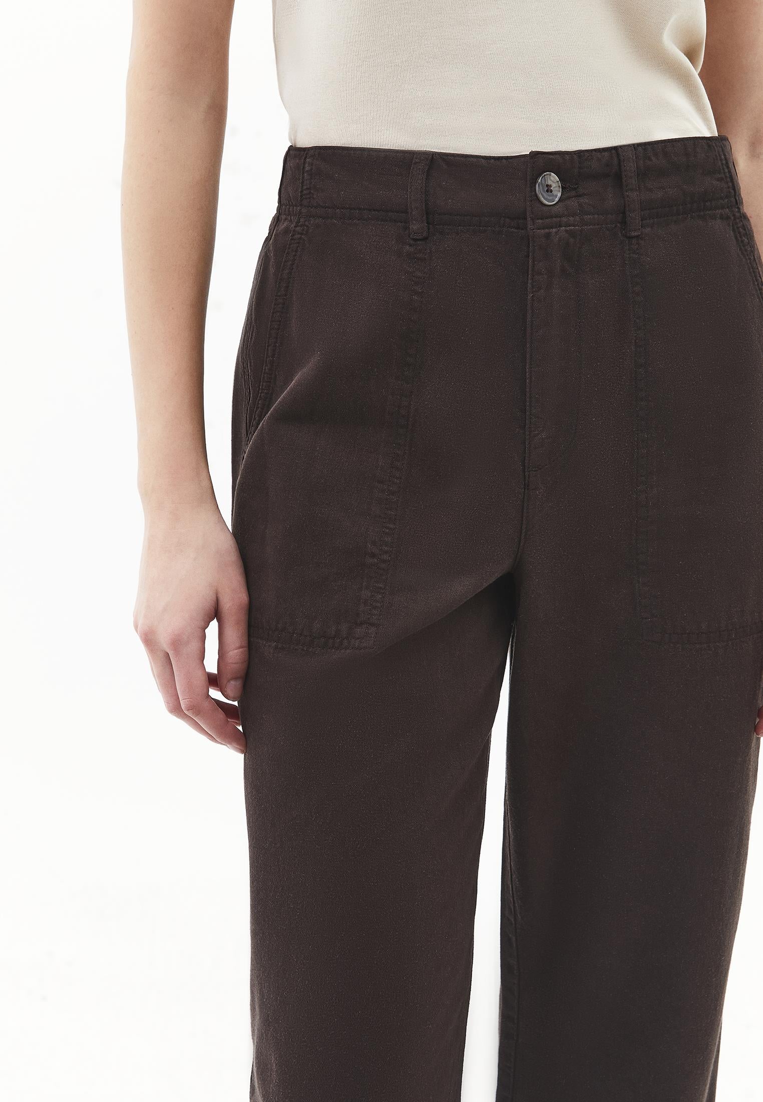 High Waist Wide Leg Woven Pants - CHOCOLATE TORTE