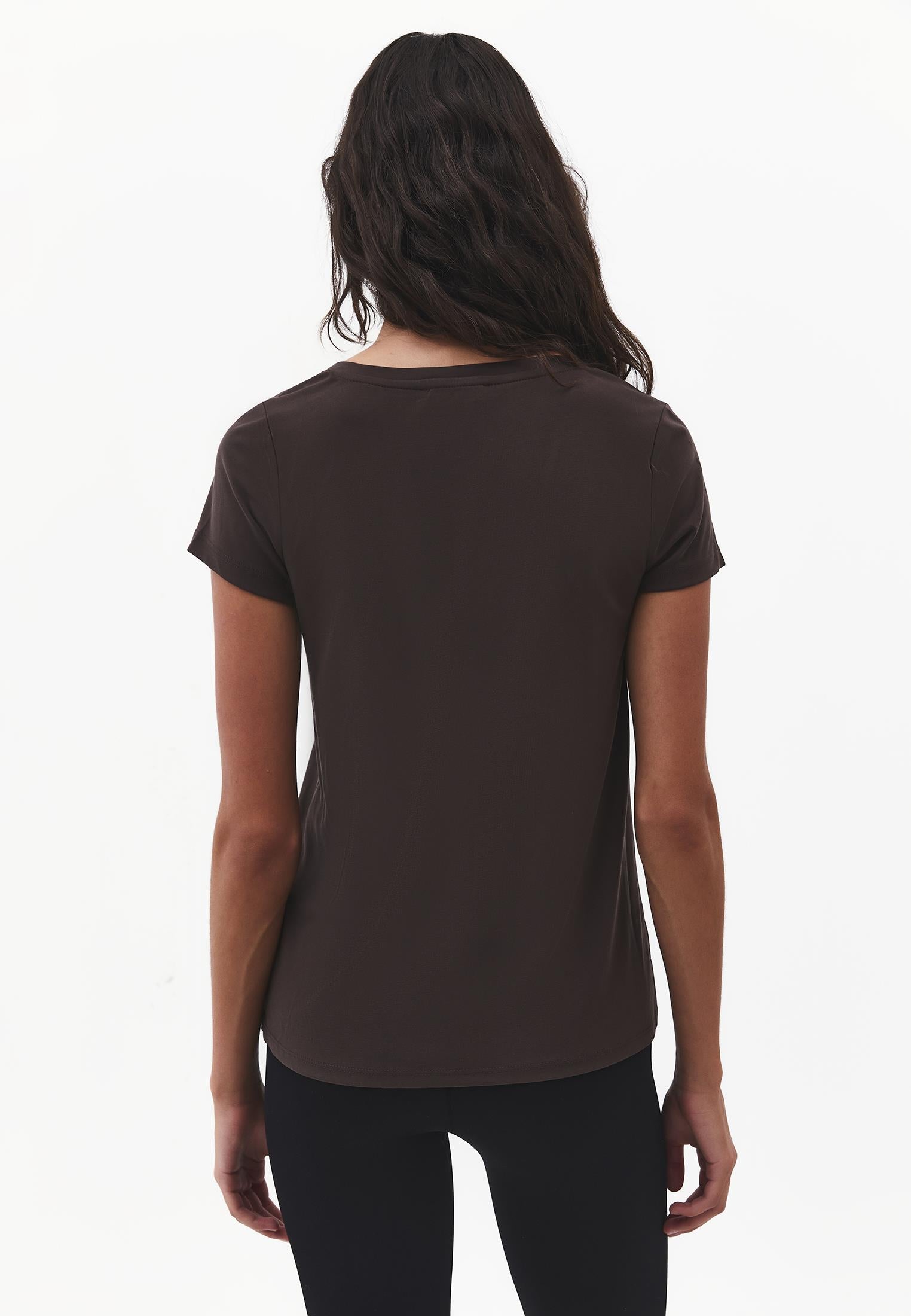 Short Sleeve V Neck T-Shirt - CHOCOLATE TORTE