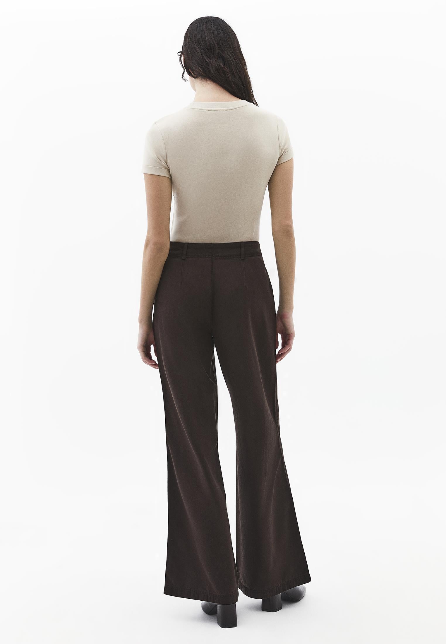 High Waist Wide Leg Woven Pants - CHOCOLATE TORTE