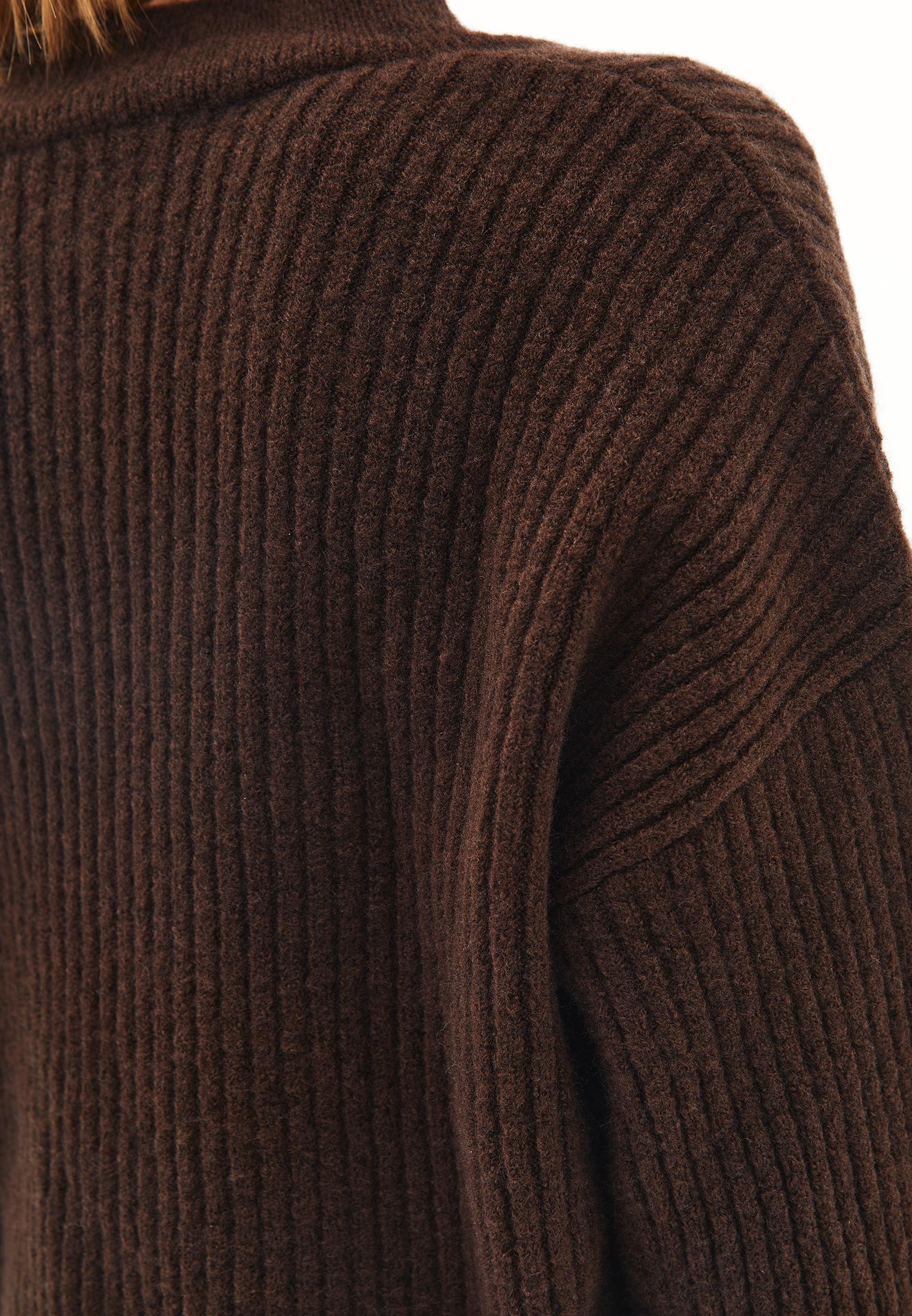 V Neck Knit Sweater - CHOCOLATE TORTE