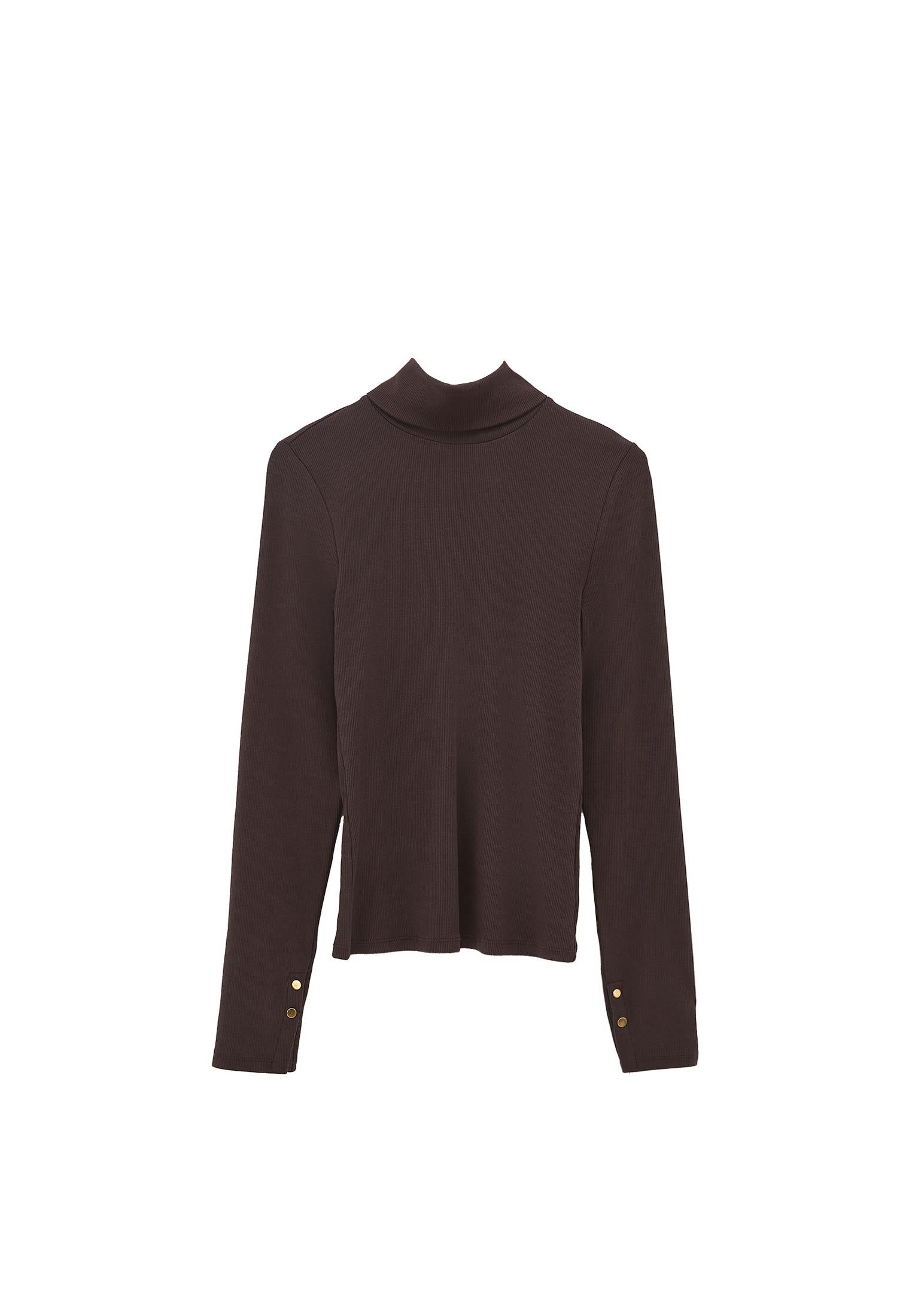 Turtleneck Long Sleeve Bodycon Top - CHOCOLATE TORTE