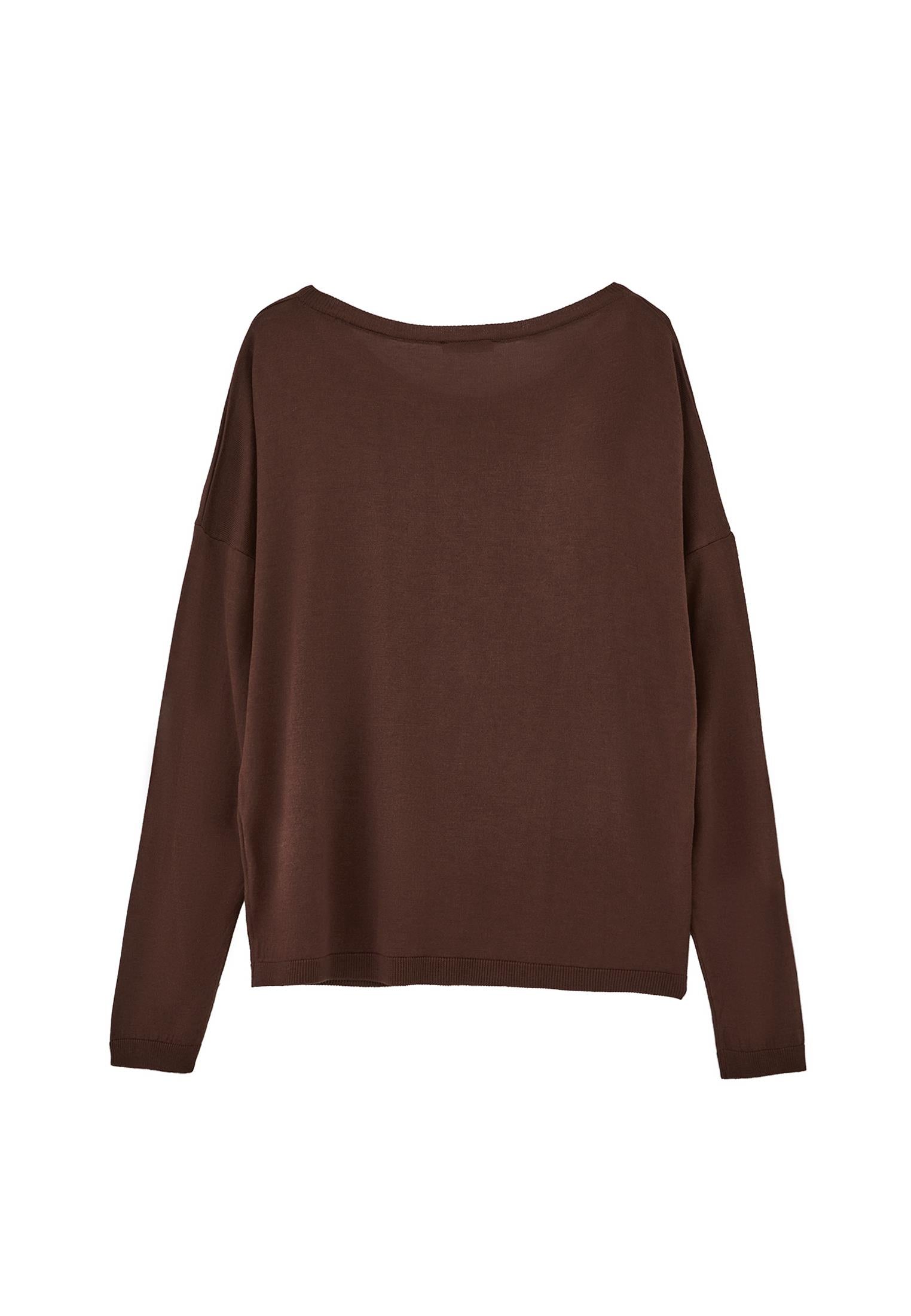 Winter Boat Neck Sweater - CHOCOLATE TORTE