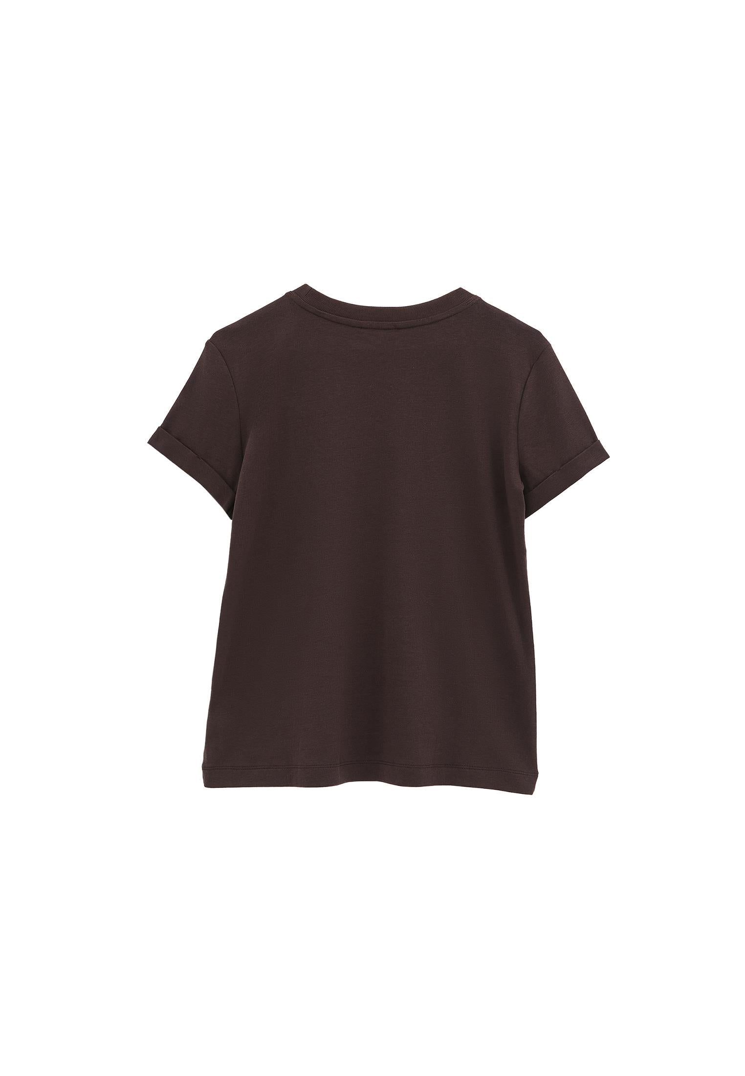 Crew Neck Short Sleeve T-Shirt - CHOCOLATE TORTE