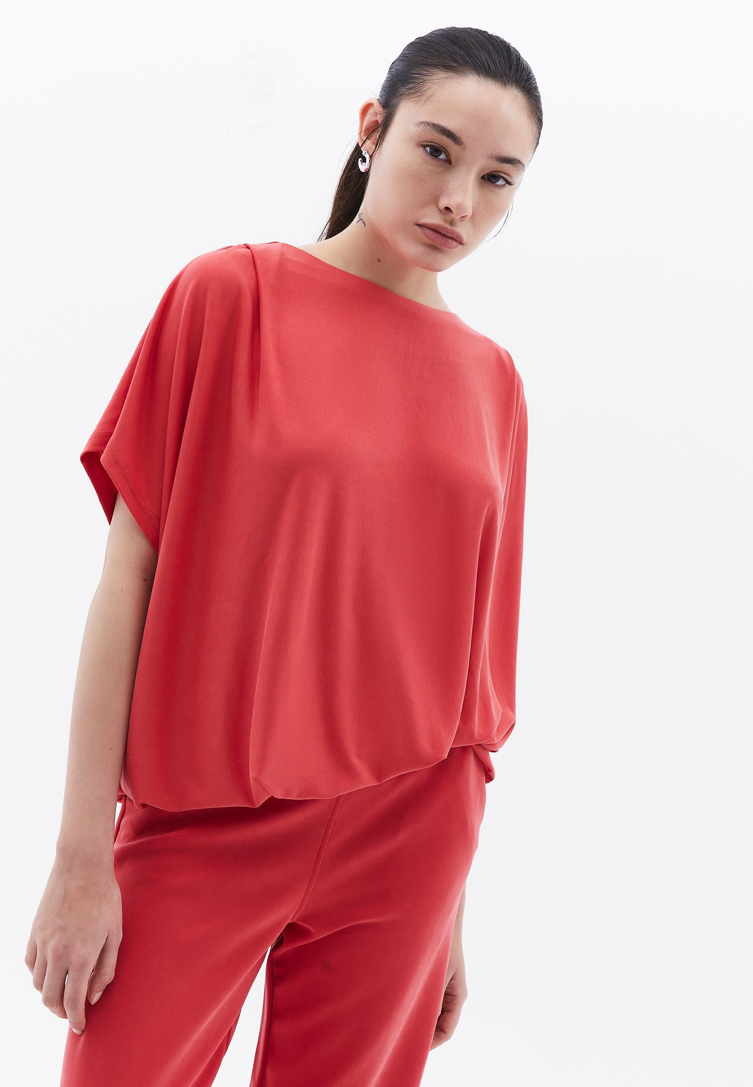 Boat Neck Batwing Sleeve Oversize Tunic T-Shirt - CHRYSANTHEMUM