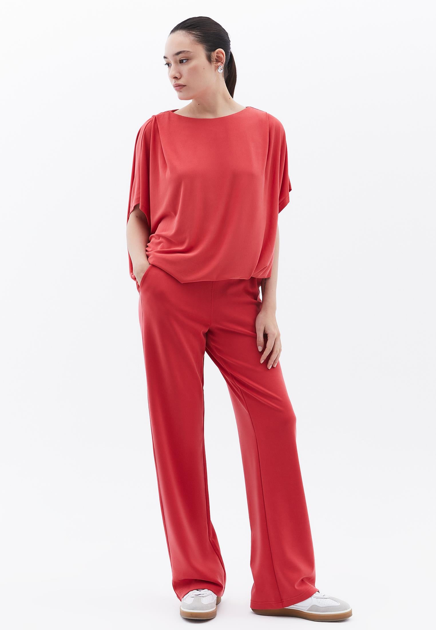 Boat Neck Batwing Sleeve Oversize Tunic T-Shirt - CHRYSANTHEMUM