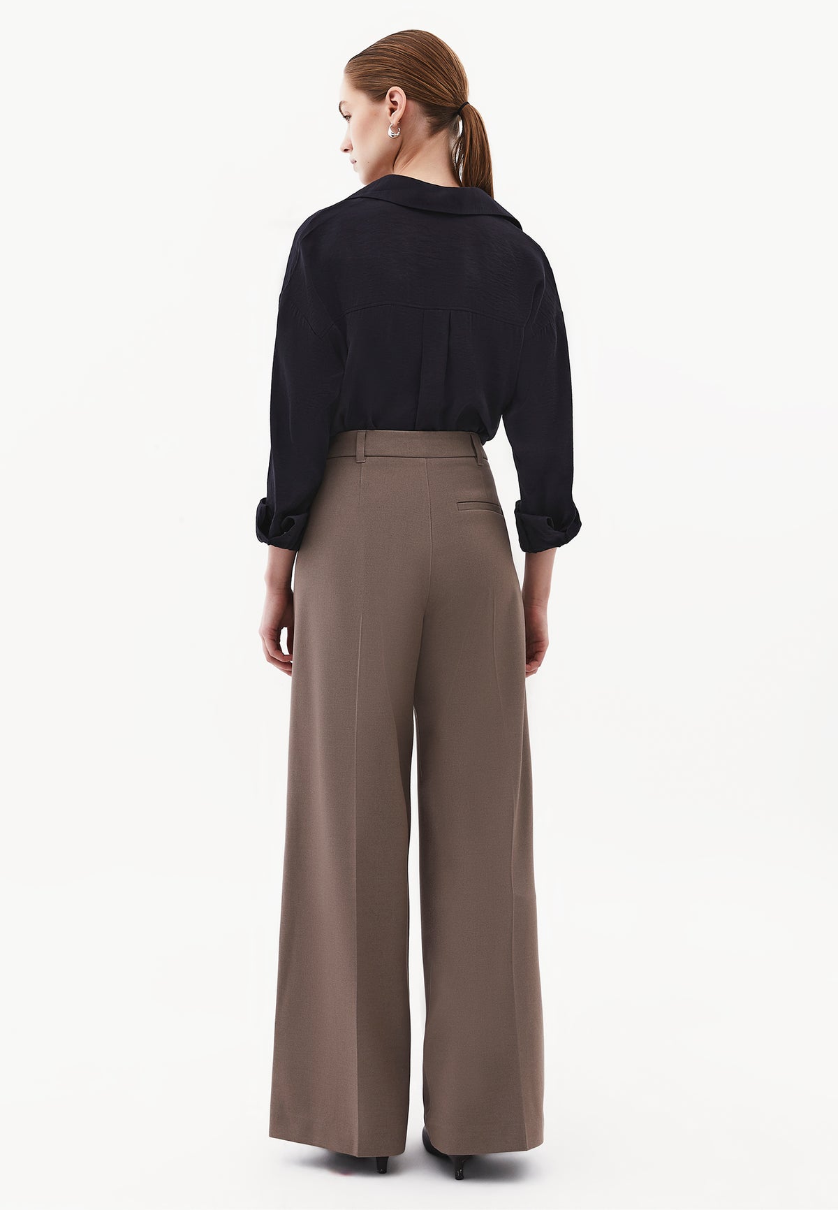 Pleated Wide Leg Pants - CINDER MELANGE