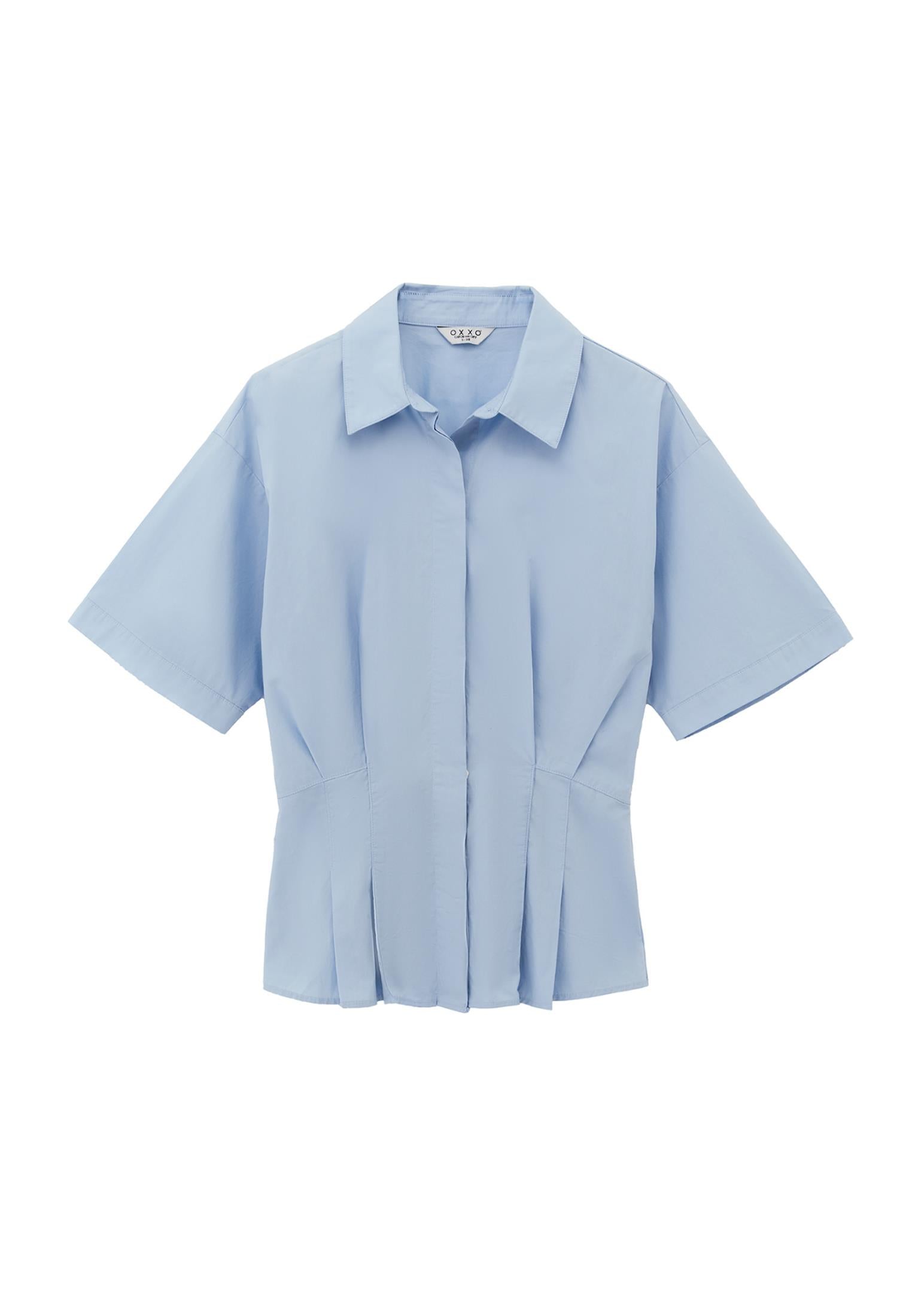 Pleated Cotton Shirt - CLEAR SKY