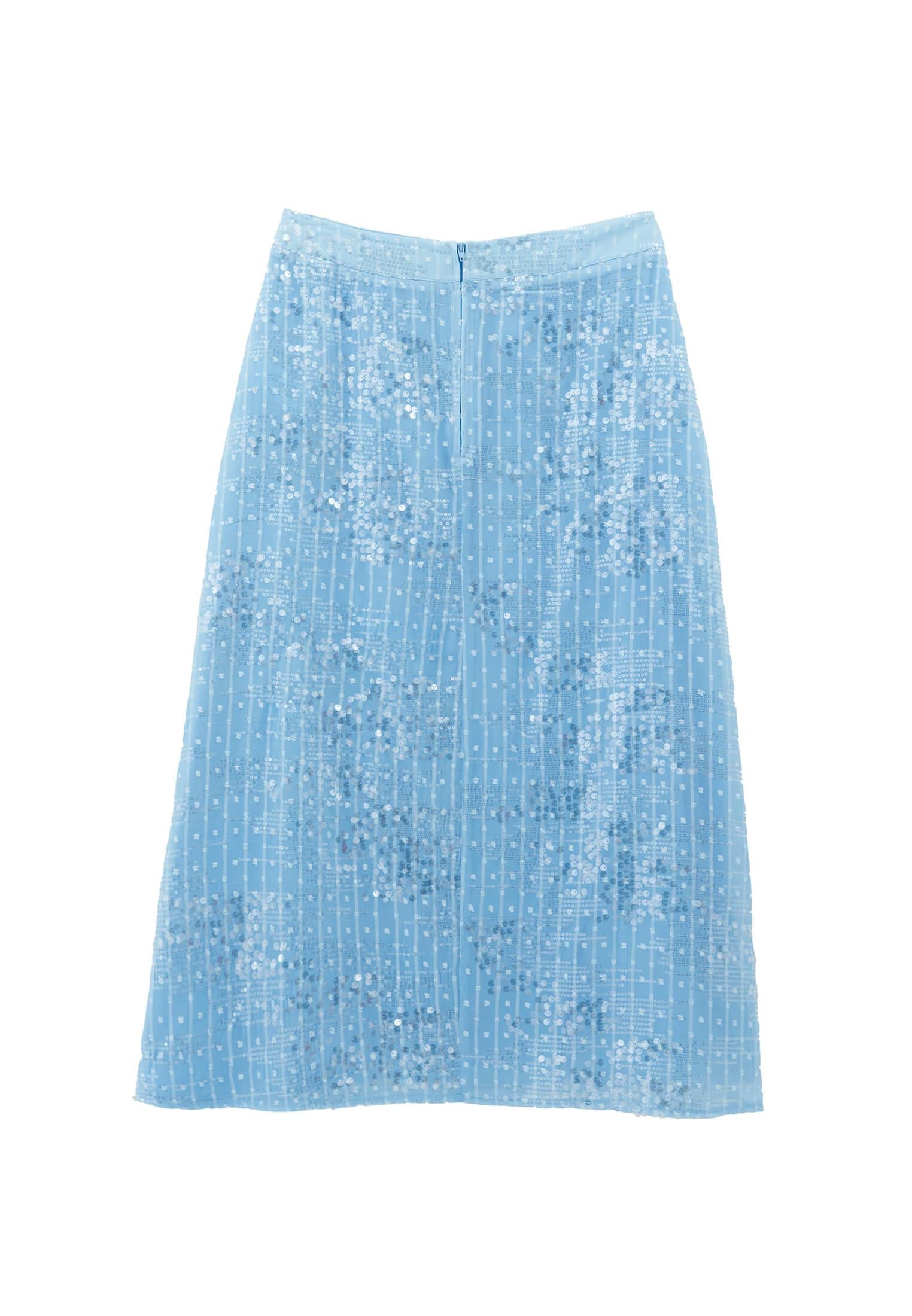 High Waist Midi Flared Woven Skirt - CLEAR SKY