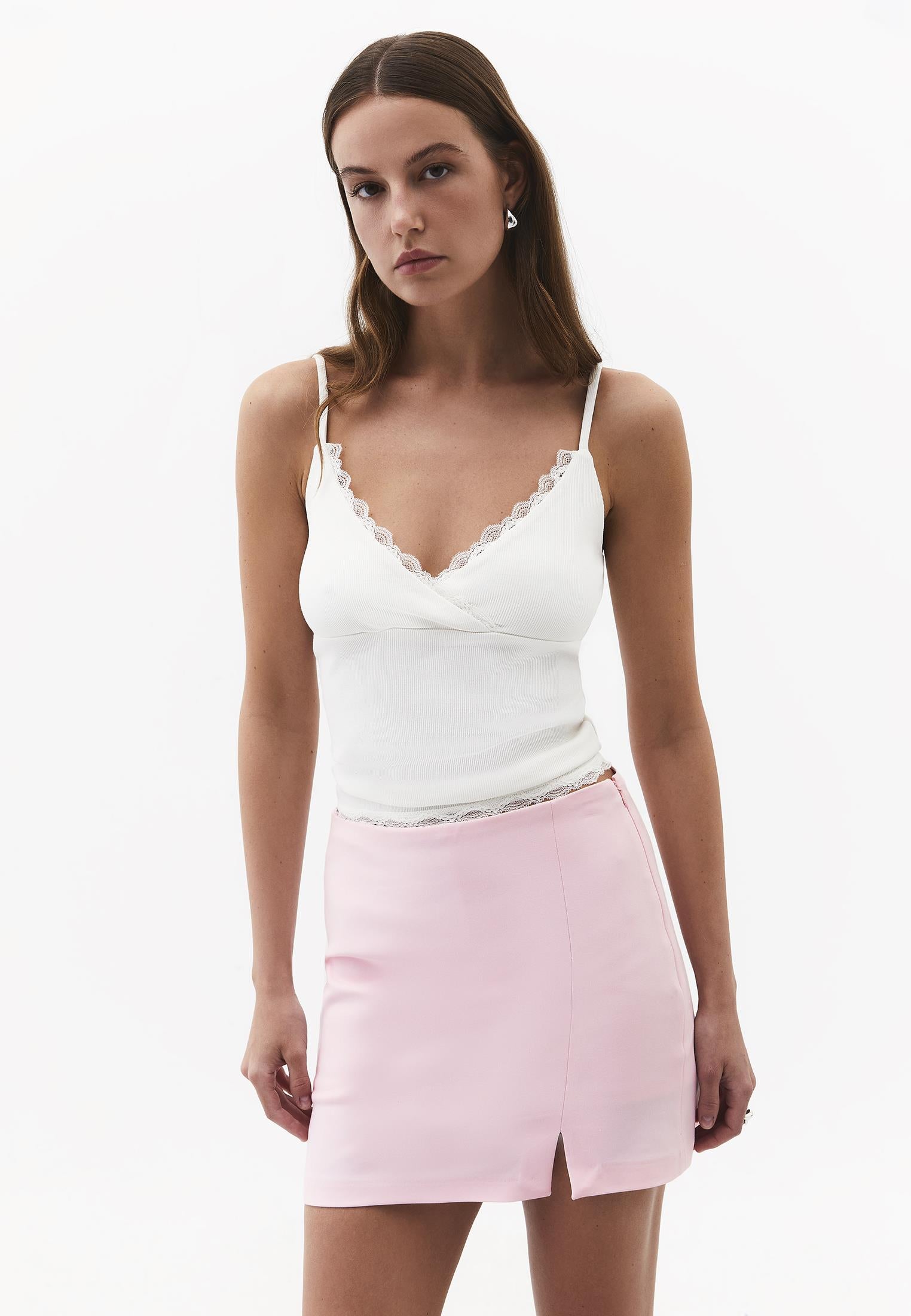 V Neck Women Tank Top - CLOUD DANCER