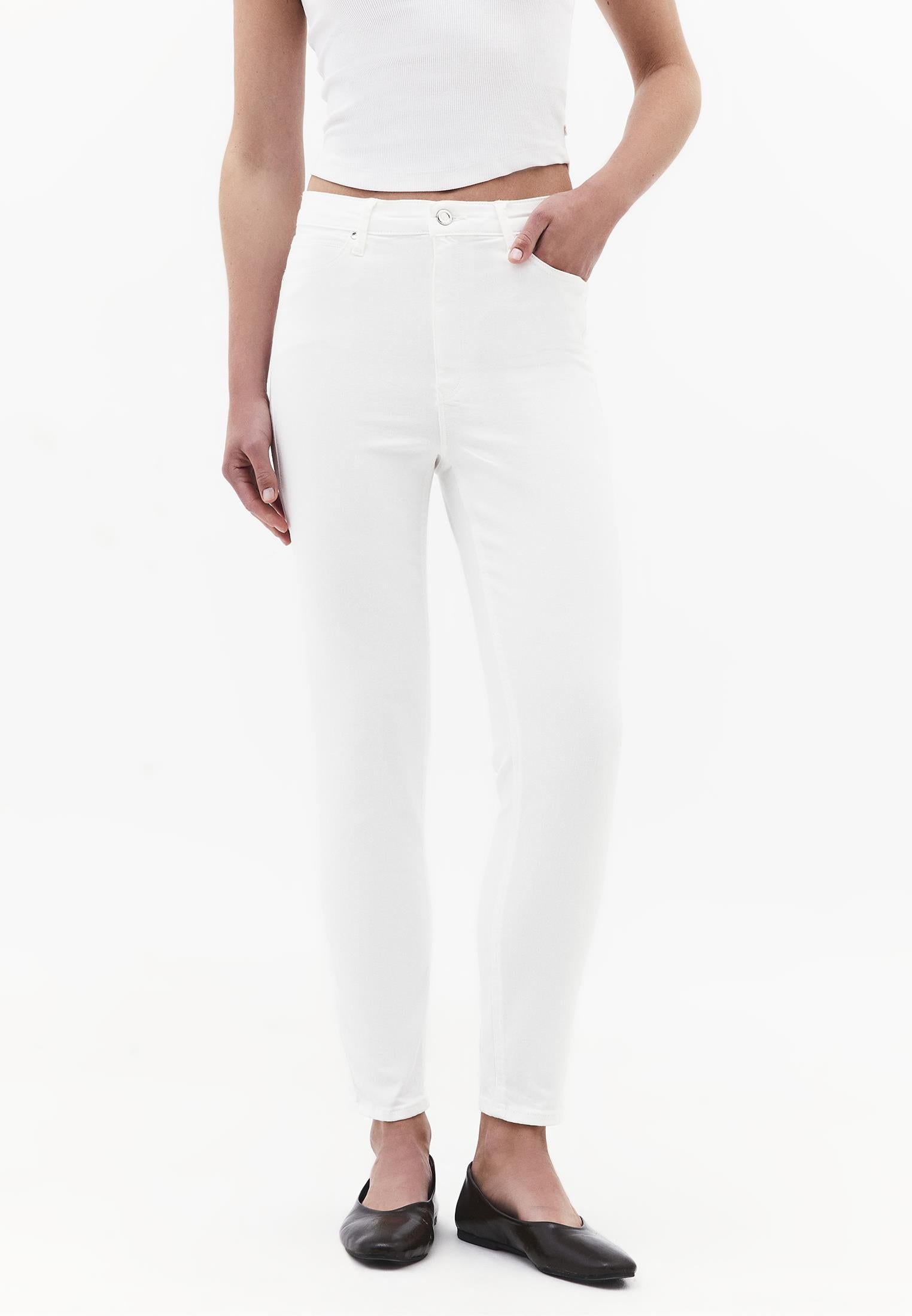 High Waist Ankle Pants - CLOUD DANCER