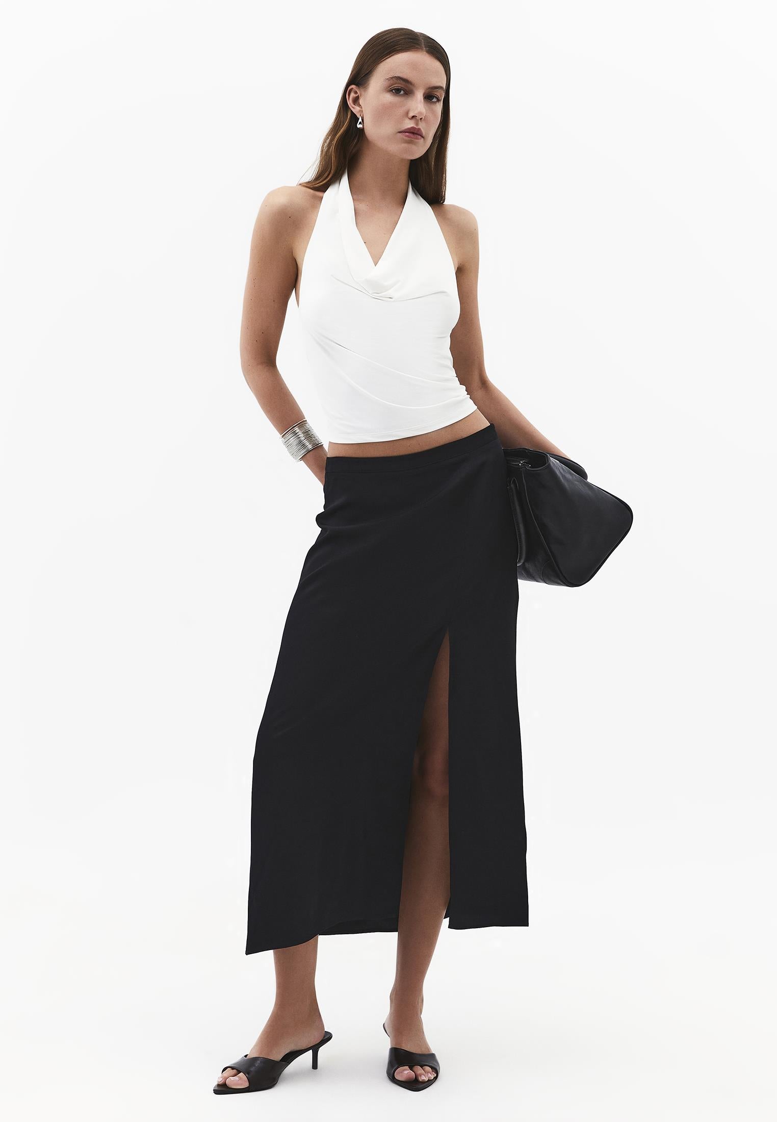 Cowl Neck Bodycon Sleeveless Blouse - CLOUD DANCER