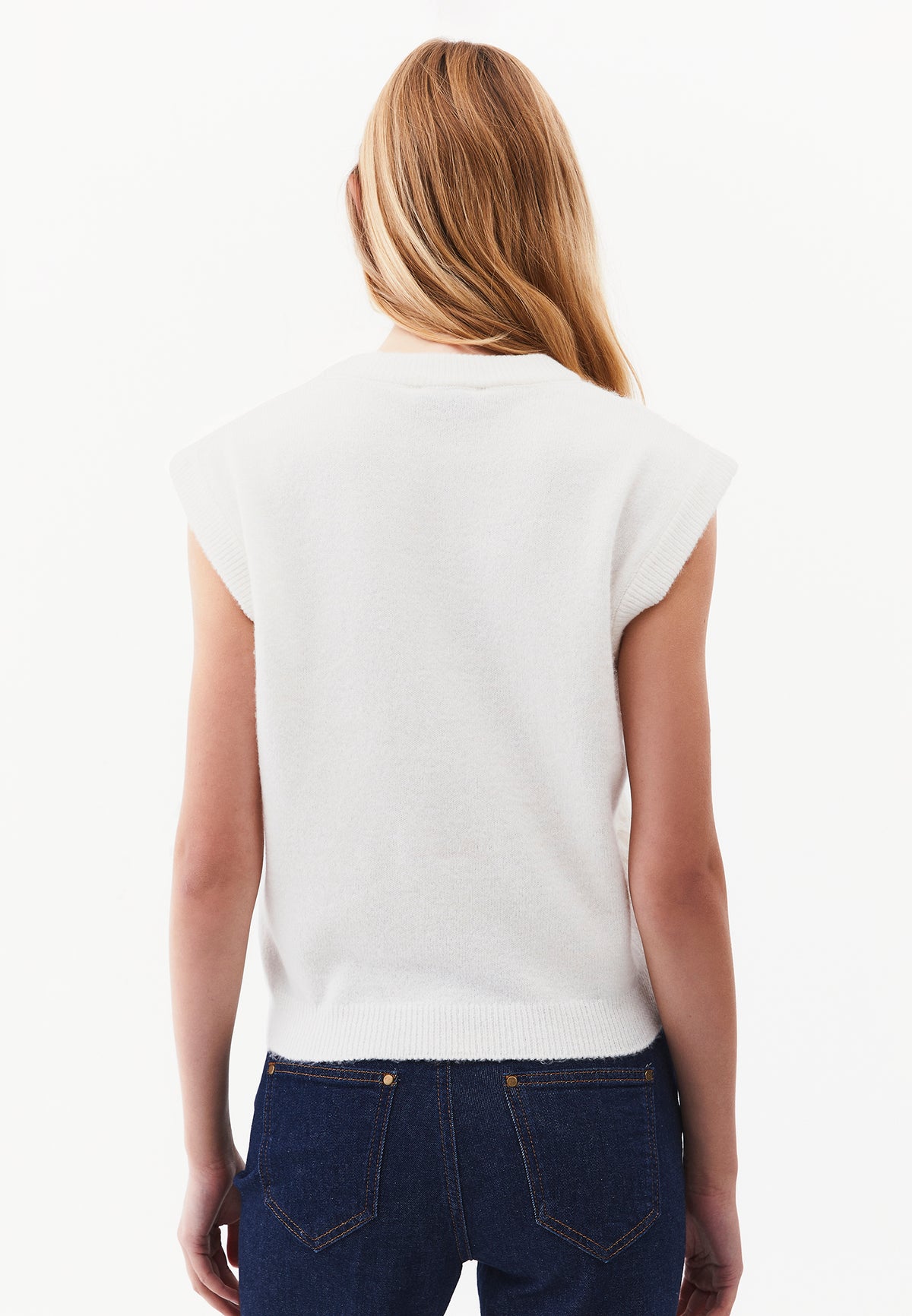 Embroidered Long Sleeve Vest - CLOUD DANCER
