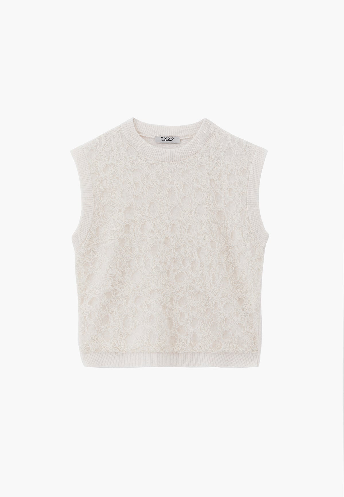 Embroidered Long Sleeve Vest - CLOUD DANCER