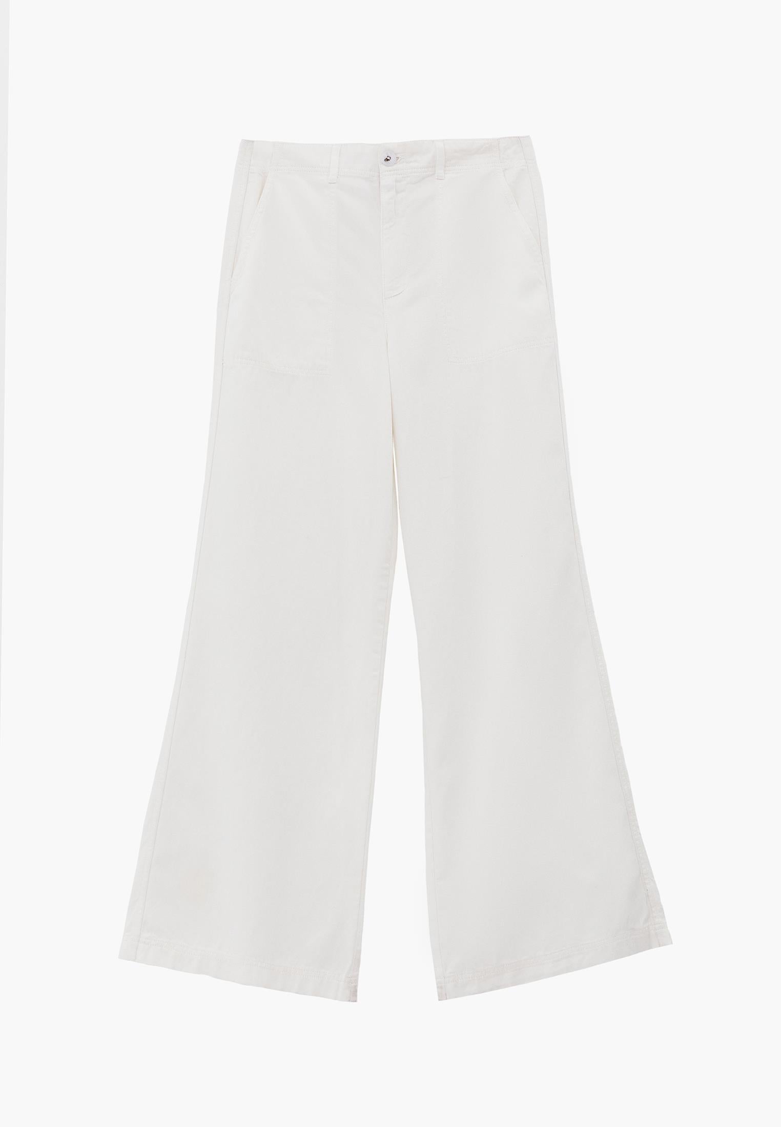 High Waist Pocket Detailed Wide Leg Pants - CLOUD DANCER