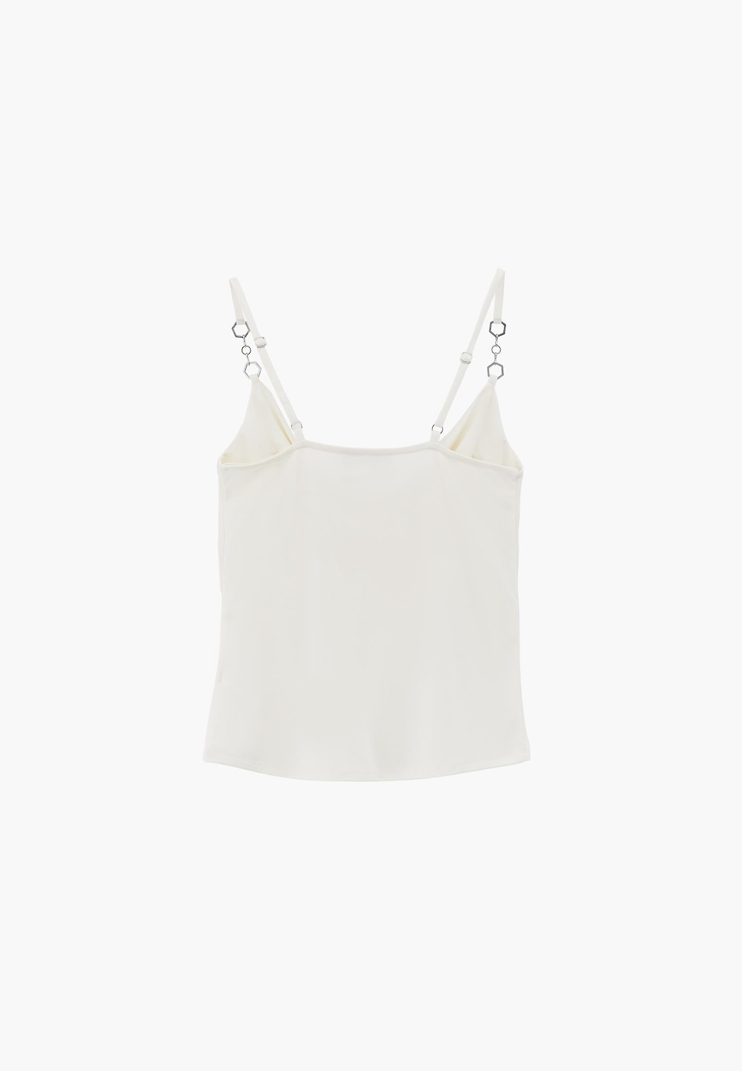 Straight Jacket Collar Loose Tank Top - CLOUD DANCER