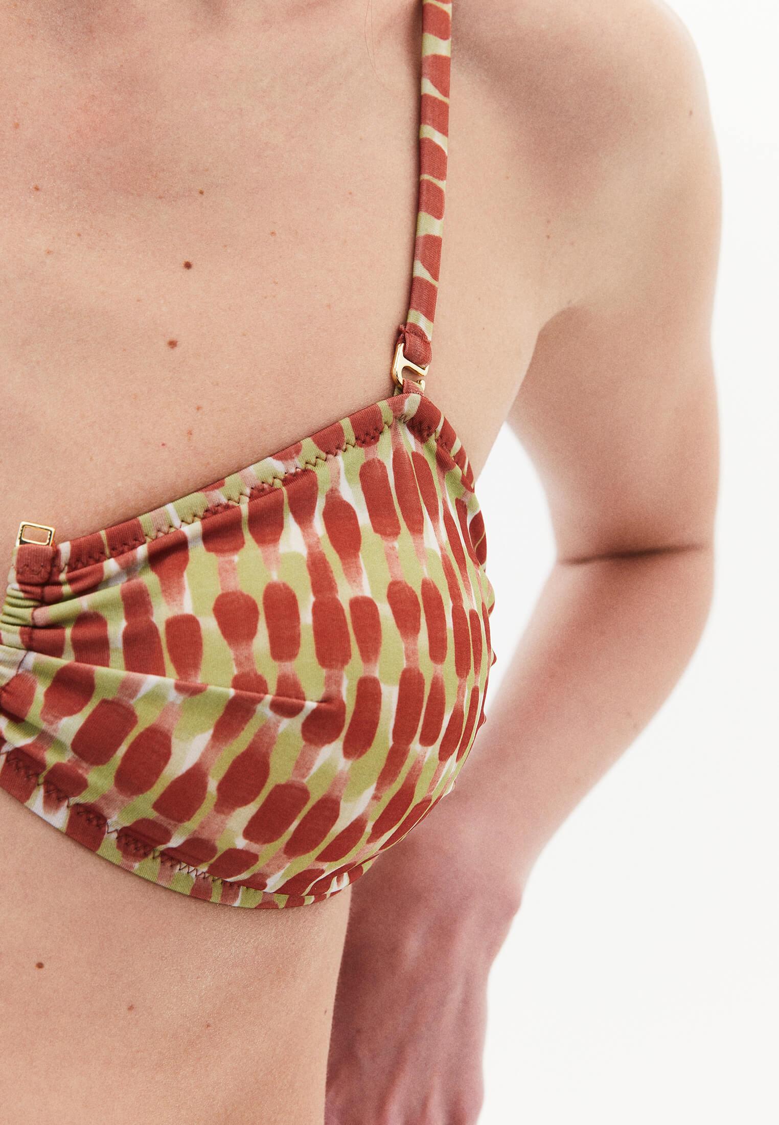 Strapless Buckle Printed Bikini Top - COLOR COMB