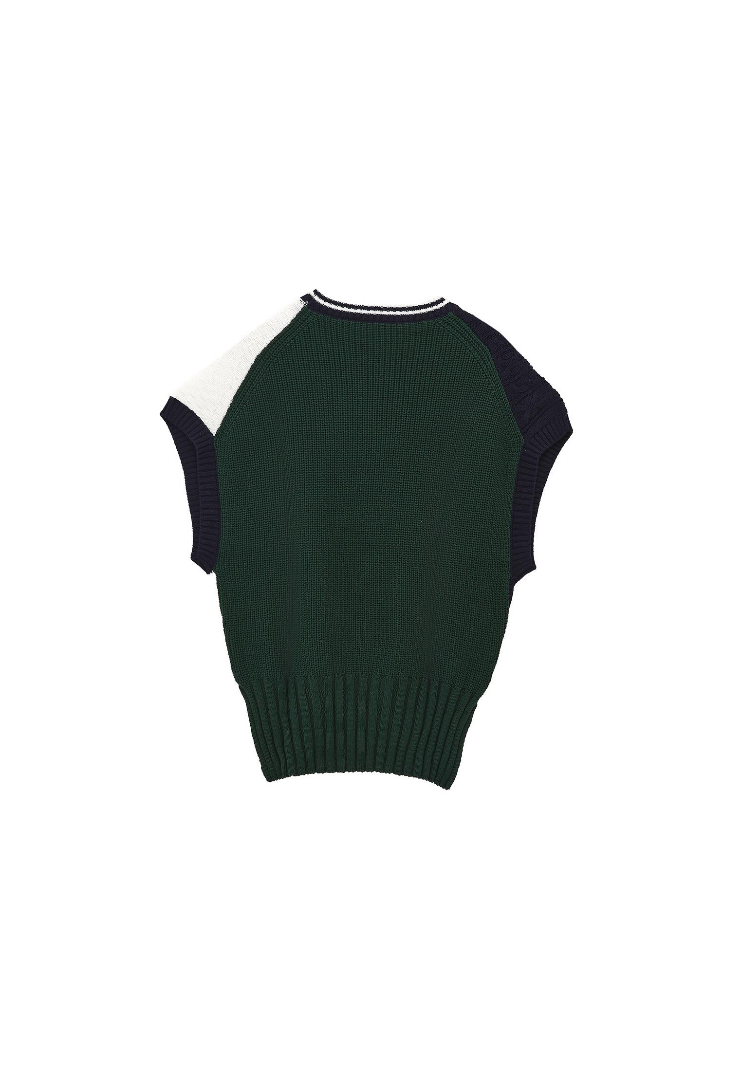 Sleeveless Vest With Knit Details - COLOR COMB
