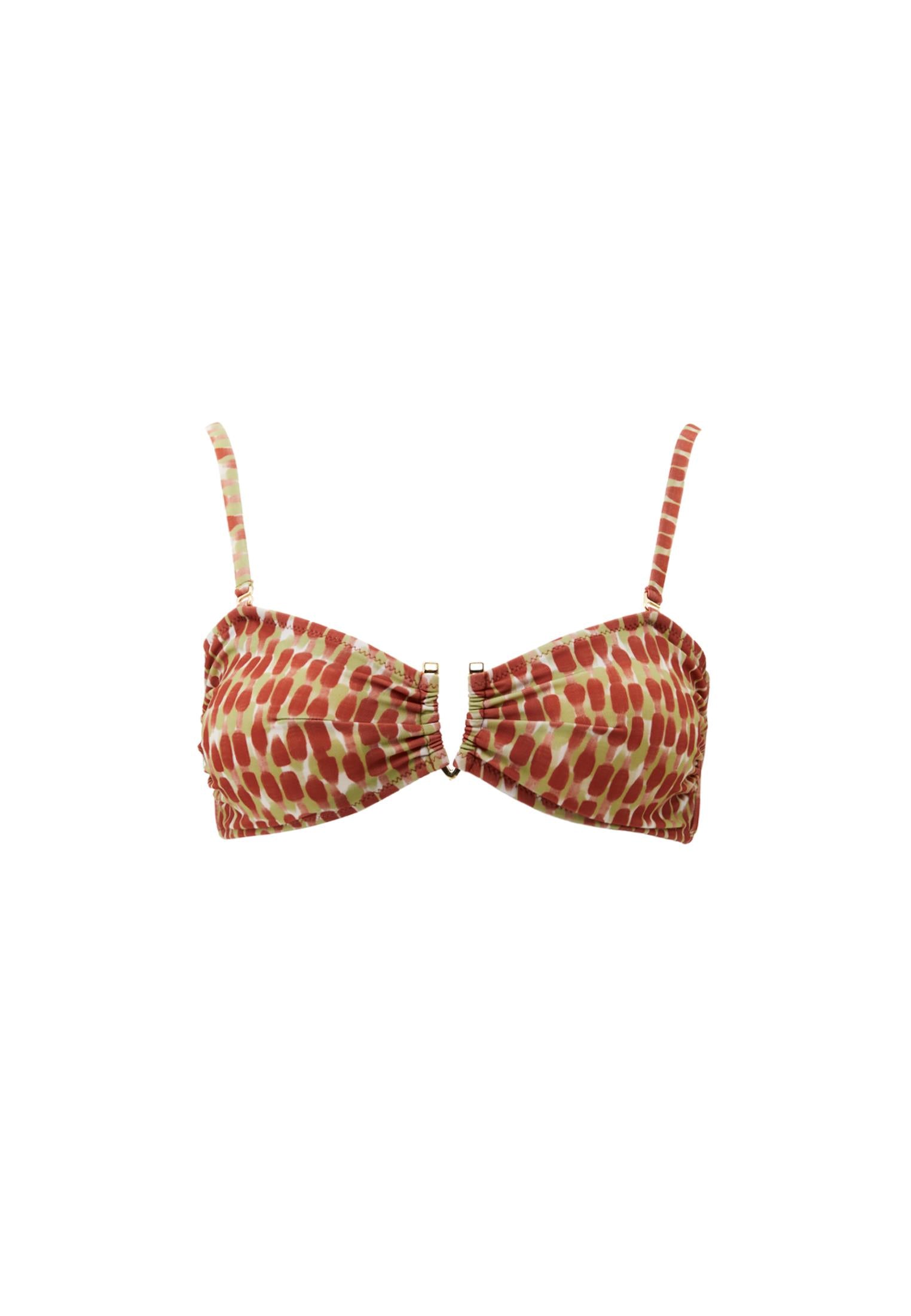 Strapless Buckle Printed Bikini Top - COLOR COMB