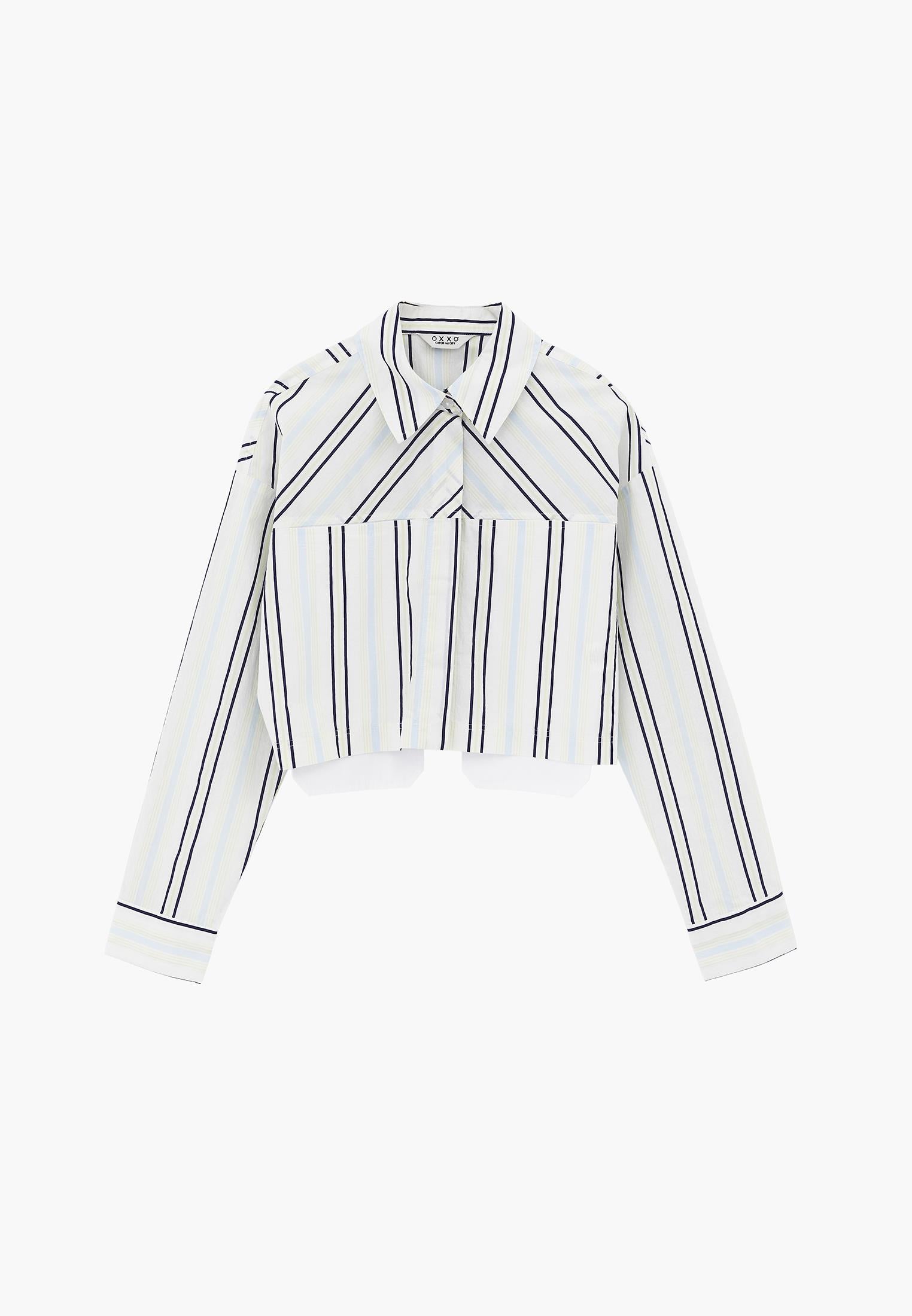Pocket Detailed Striped Short Shirt - COLOR STRIPE COMB