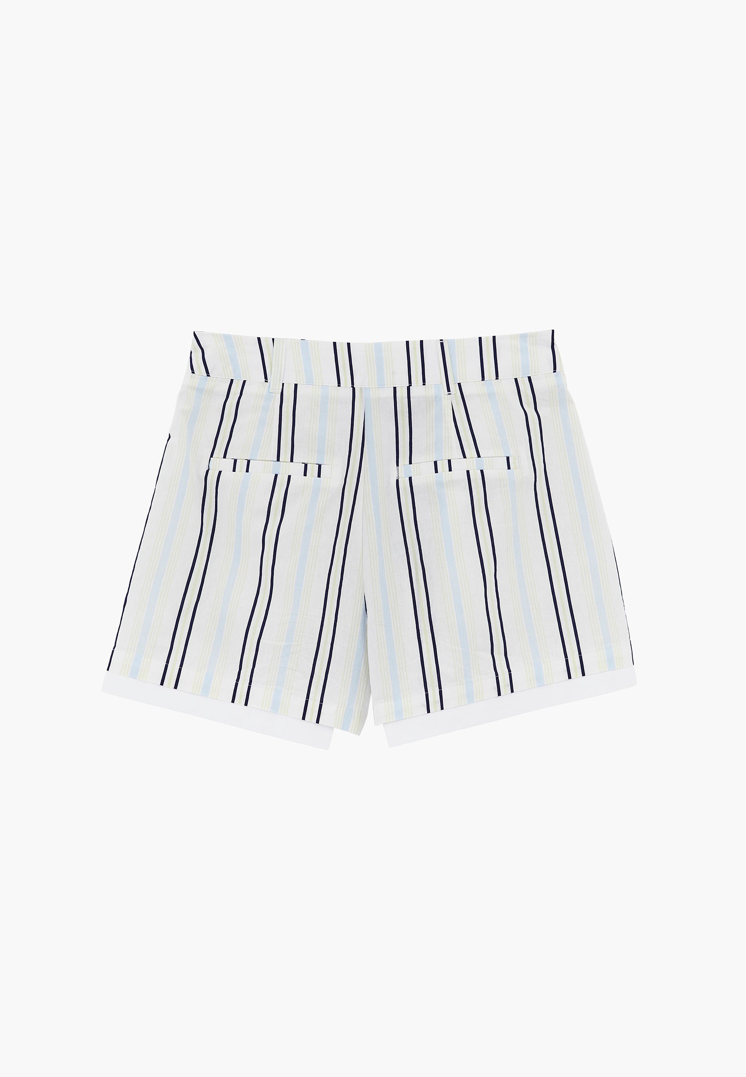 Pleated Striped High Waist Shorts - COLOR STRIPE COMB