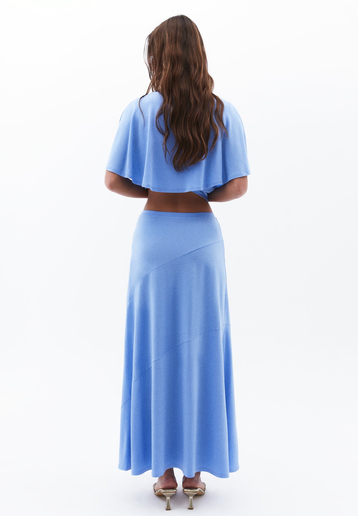Long Skirt With Cut A-Shape - CORNFLOWER