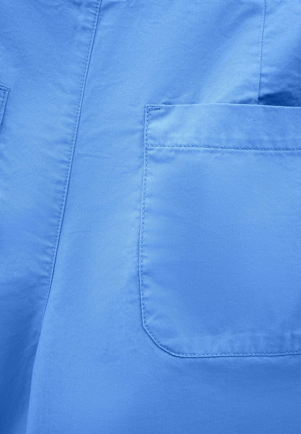 Pleated High Waist Barrel Leg Pants - CORNFLOWER