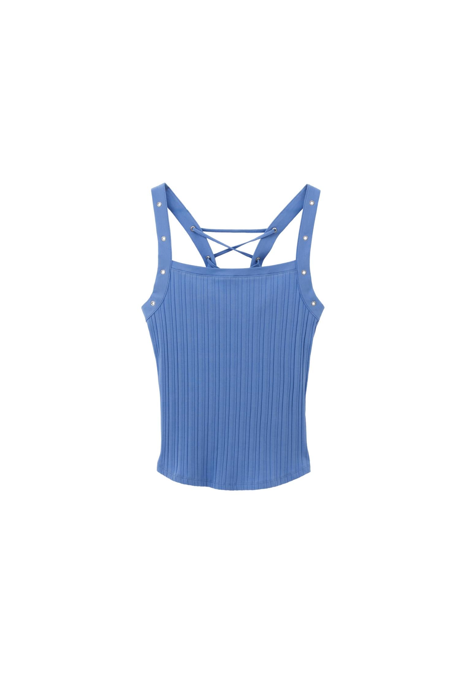 Wide Neck Tank Top - CORNFLOWER