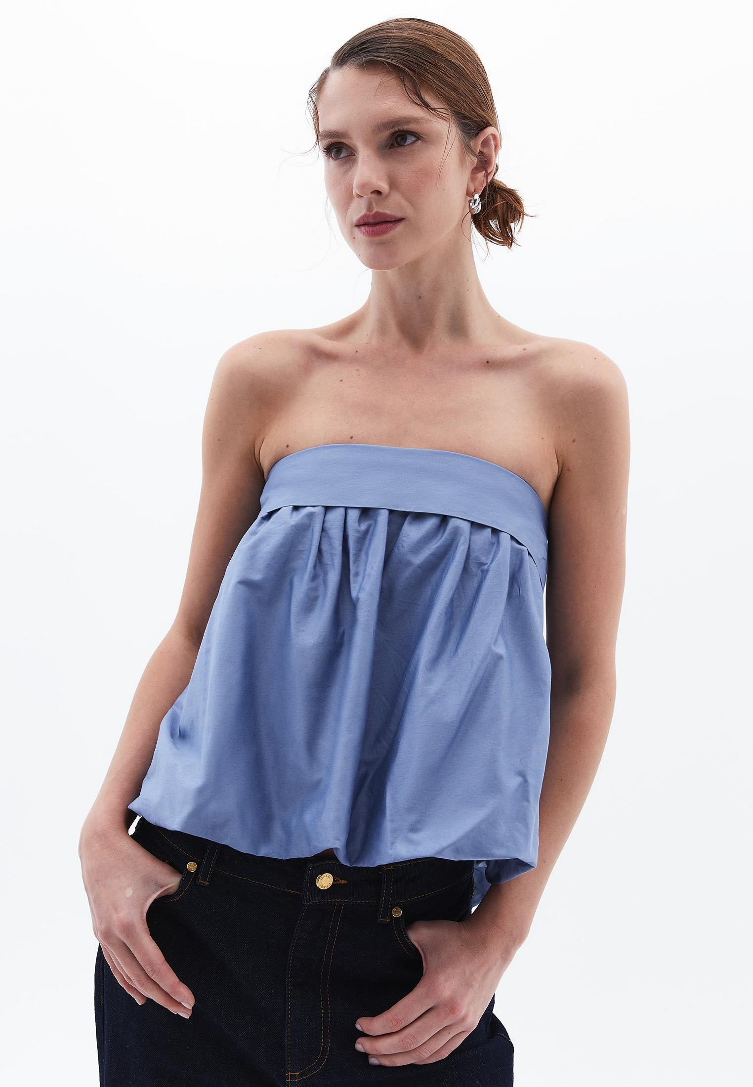 Strapless Blouse - COUNTRY BLUE