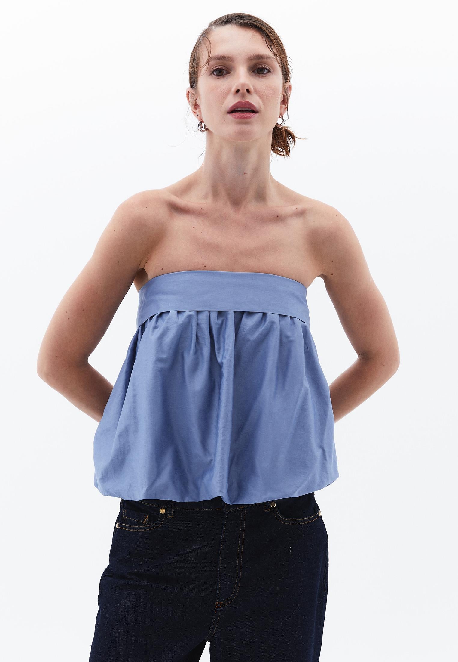 Strapless Blouse - COUNTRY BLUE