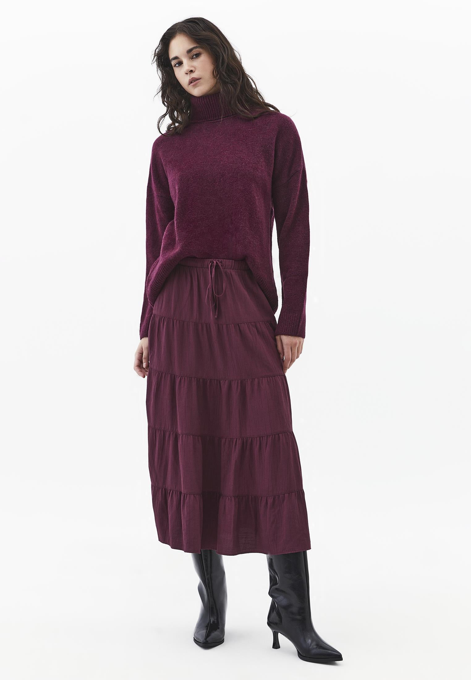 A-Line Midi Skirt - CRUSHED VIOLETS