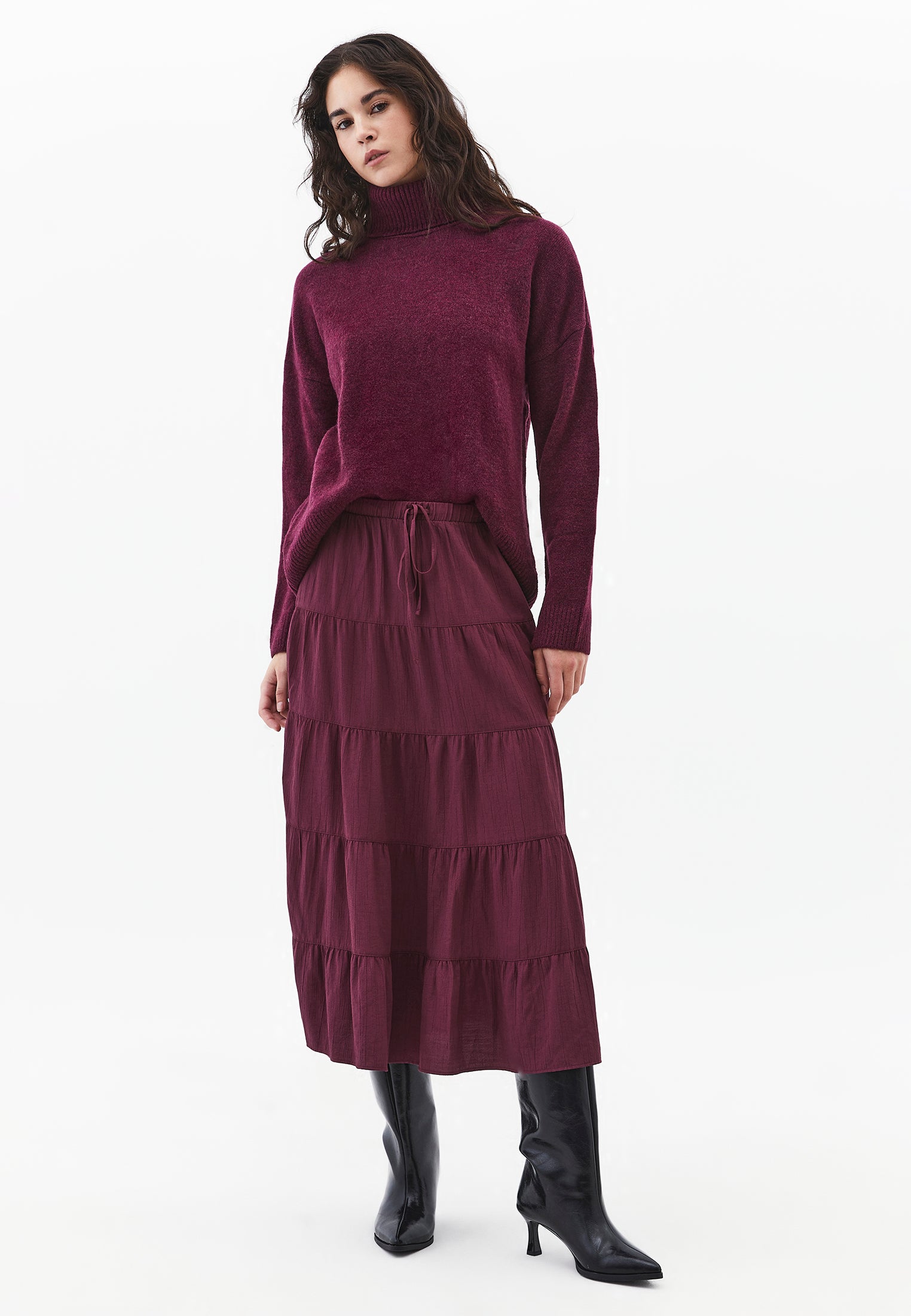 A-Line Midi Skirt - CRUSHED VIOLETS